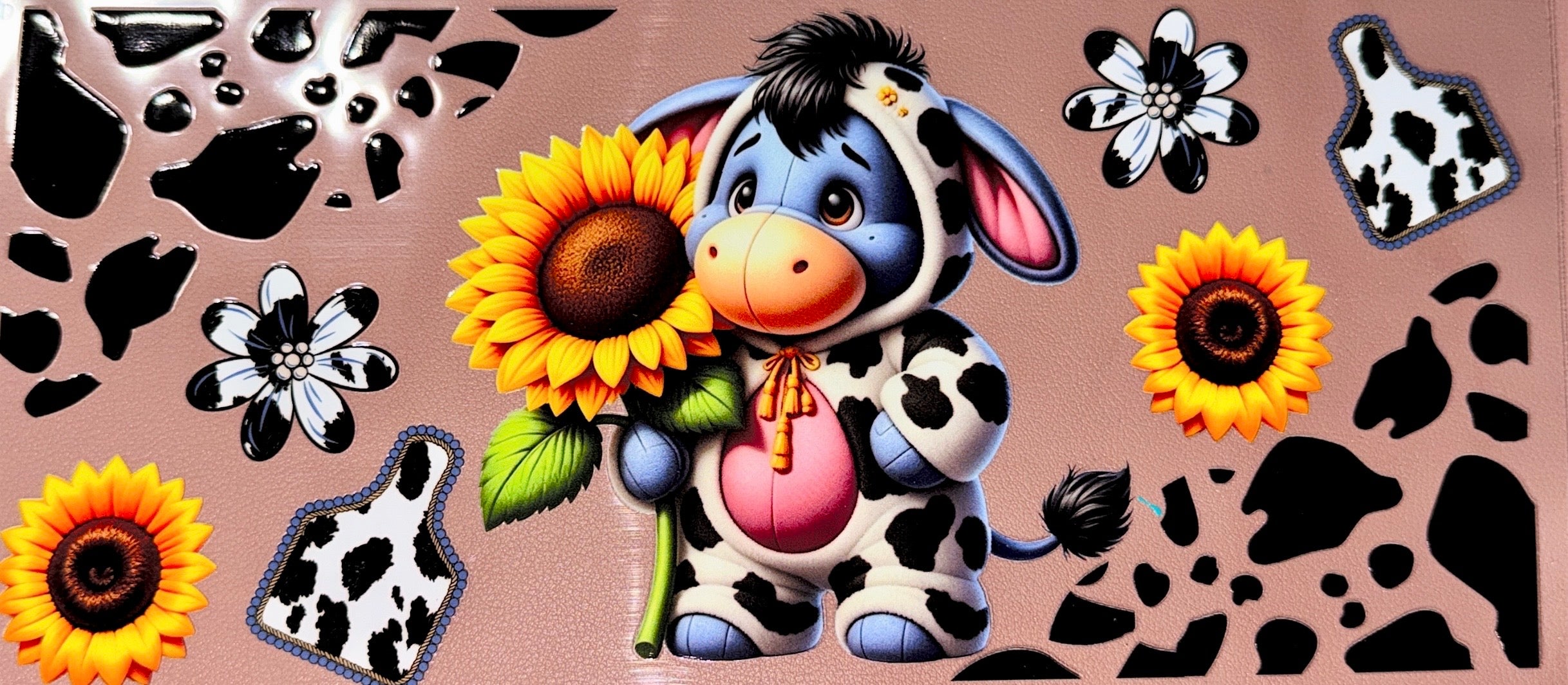 Cow Print & Sunflowers UVDTF Cup Wraps