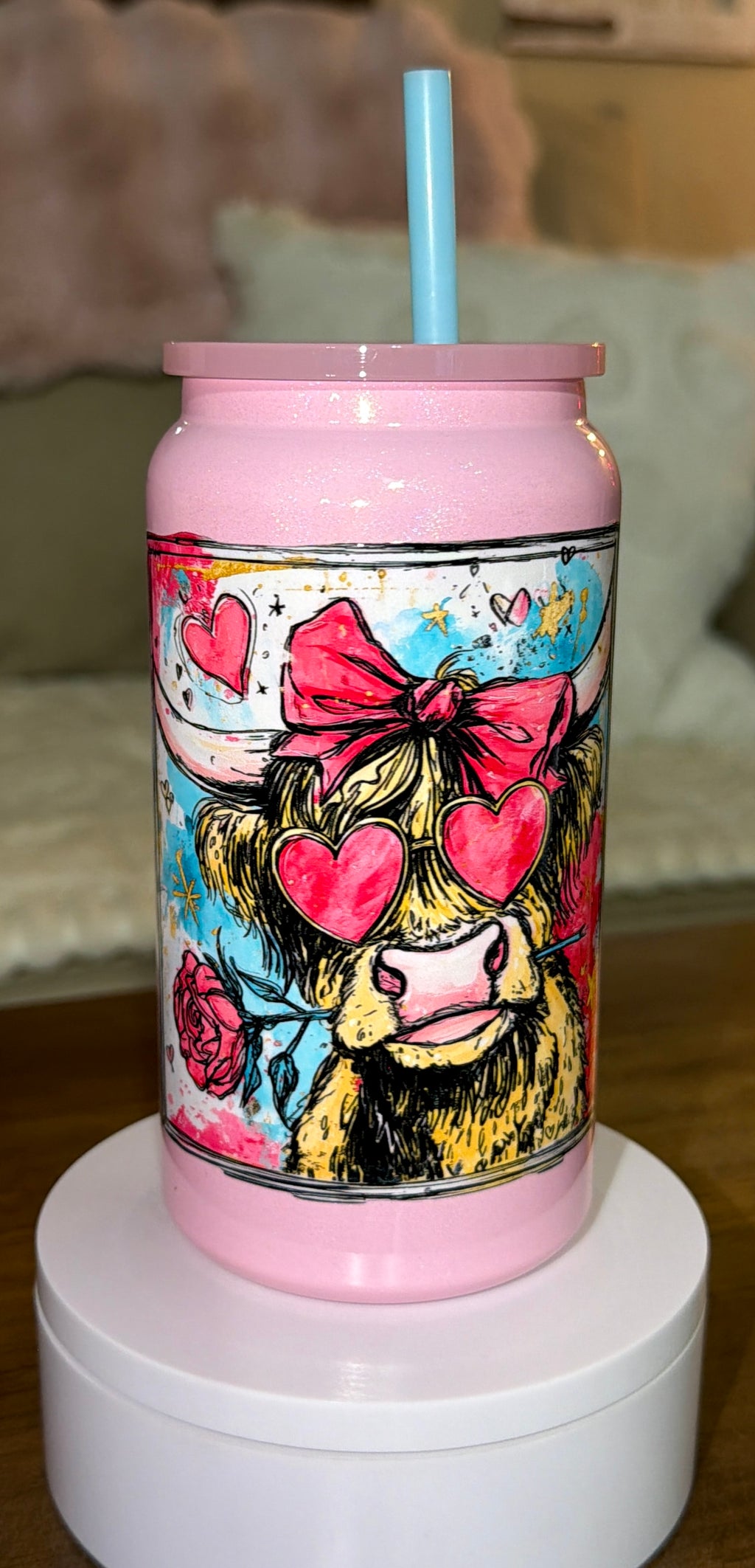 Valentine’s Hyland cow stainless steel tumbler