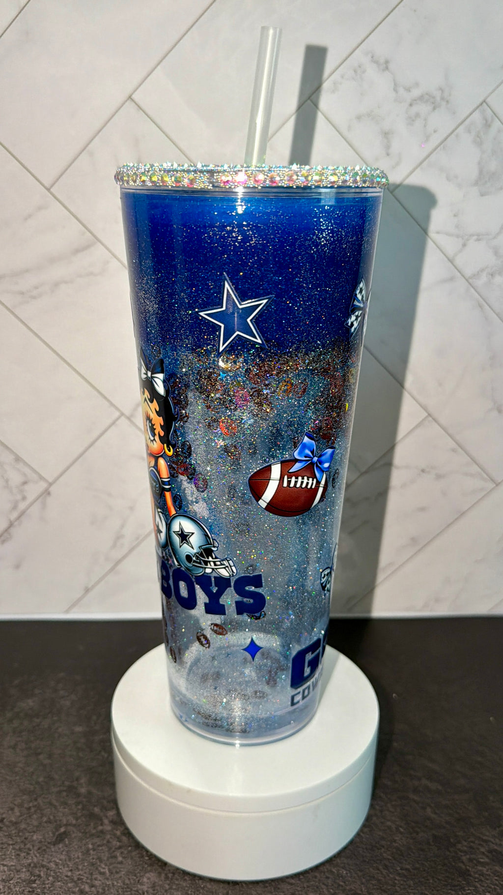 Blue Football Hourglass Tumbler
