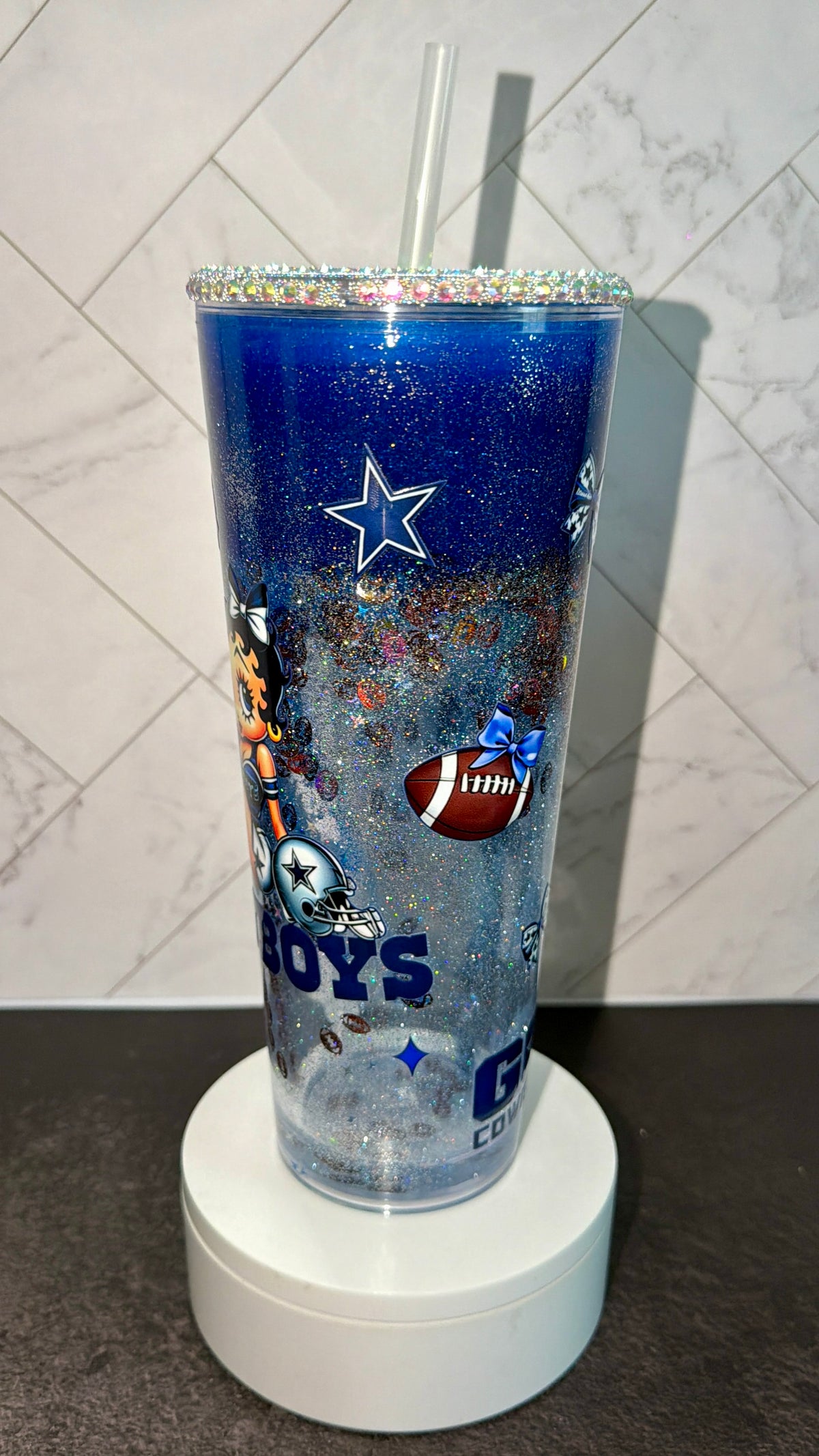 Blue Football Hourglass Tumbler