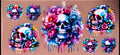 Colorful Skulls UVDTF Cup Wrap