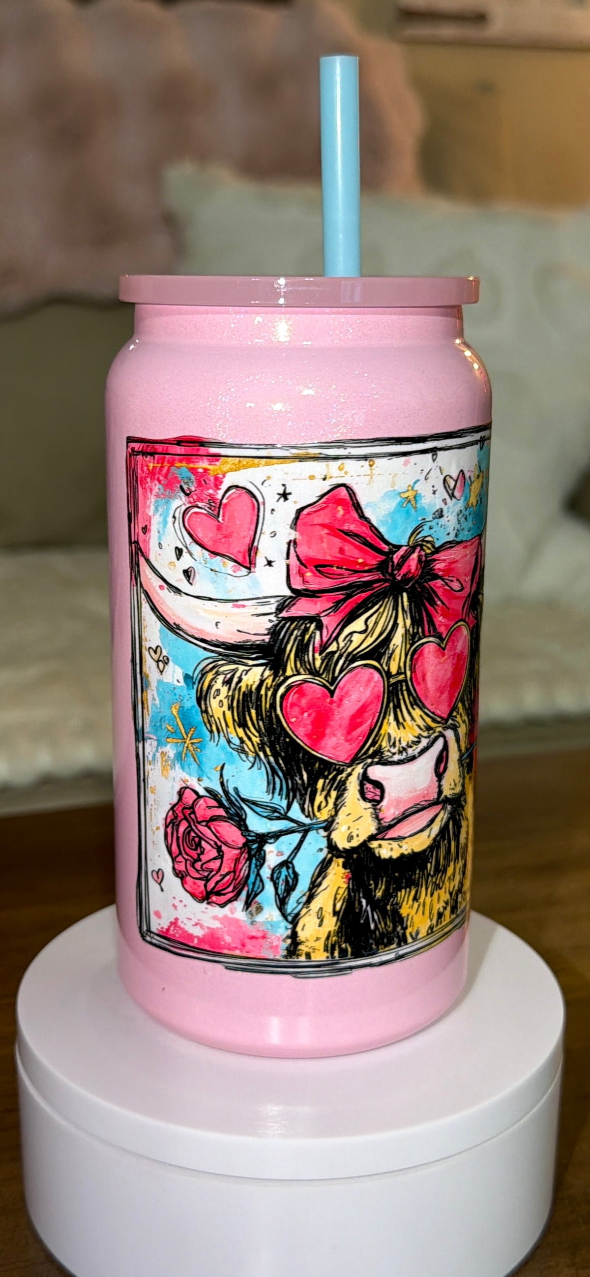 Valentine’s Hyland cow stainless steel tumbler