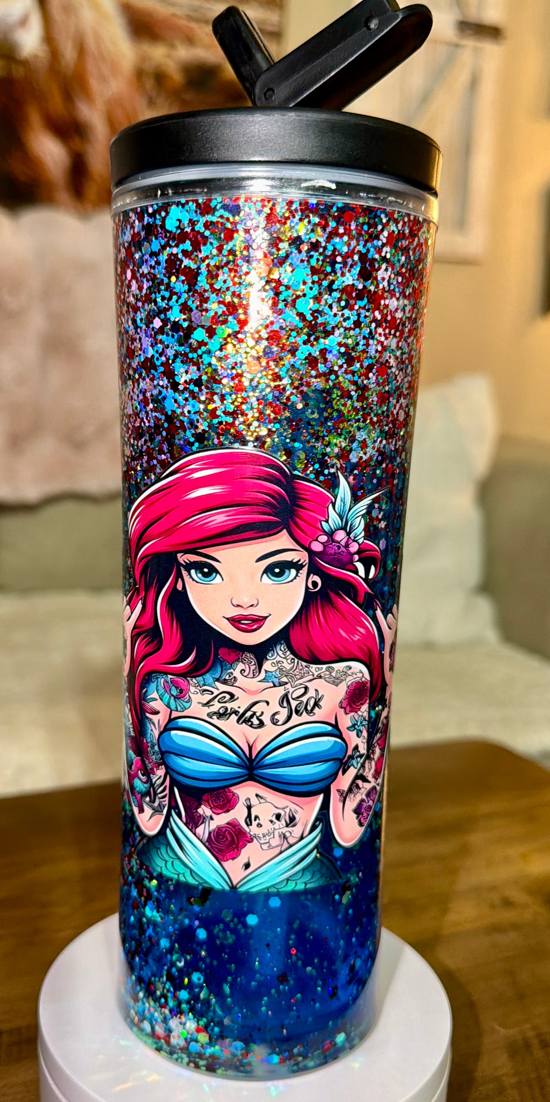 Tattooed Mermaid Waterfall Snowglobe Cup