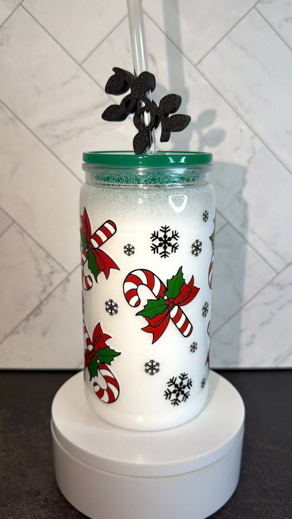 Candy Cane Christmas Milk Snowglobe Cup