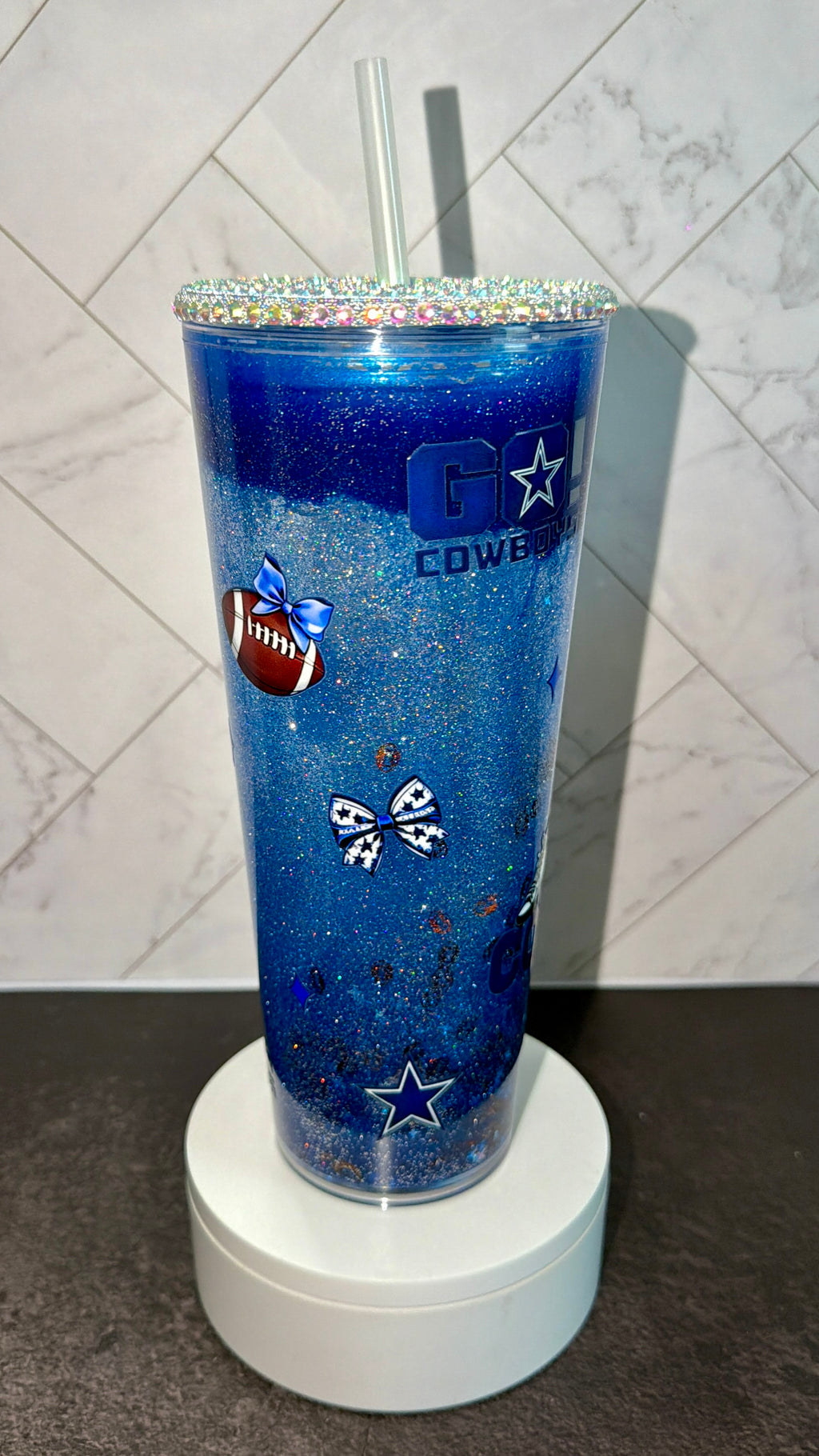 Blue Football Hourglass Tumbler