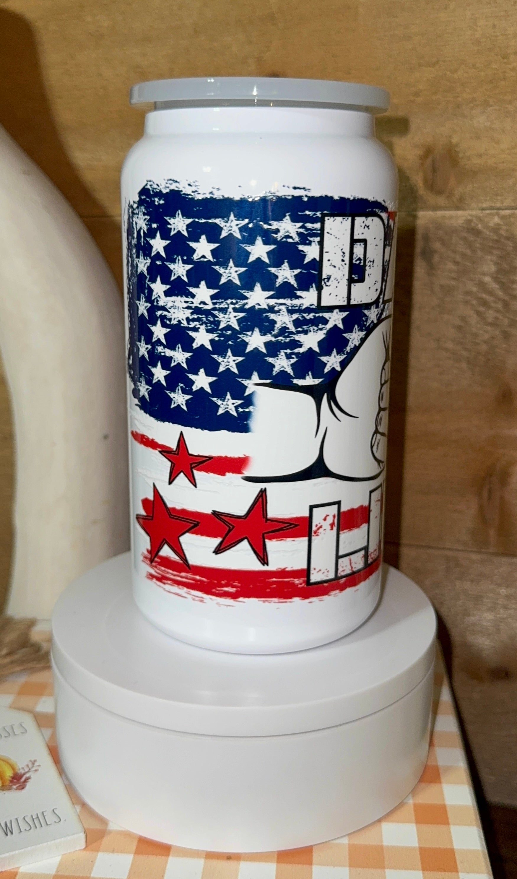 Dad Life Patriotic Fist Bump Tumbler – USA Flag – 16oz stainless steel