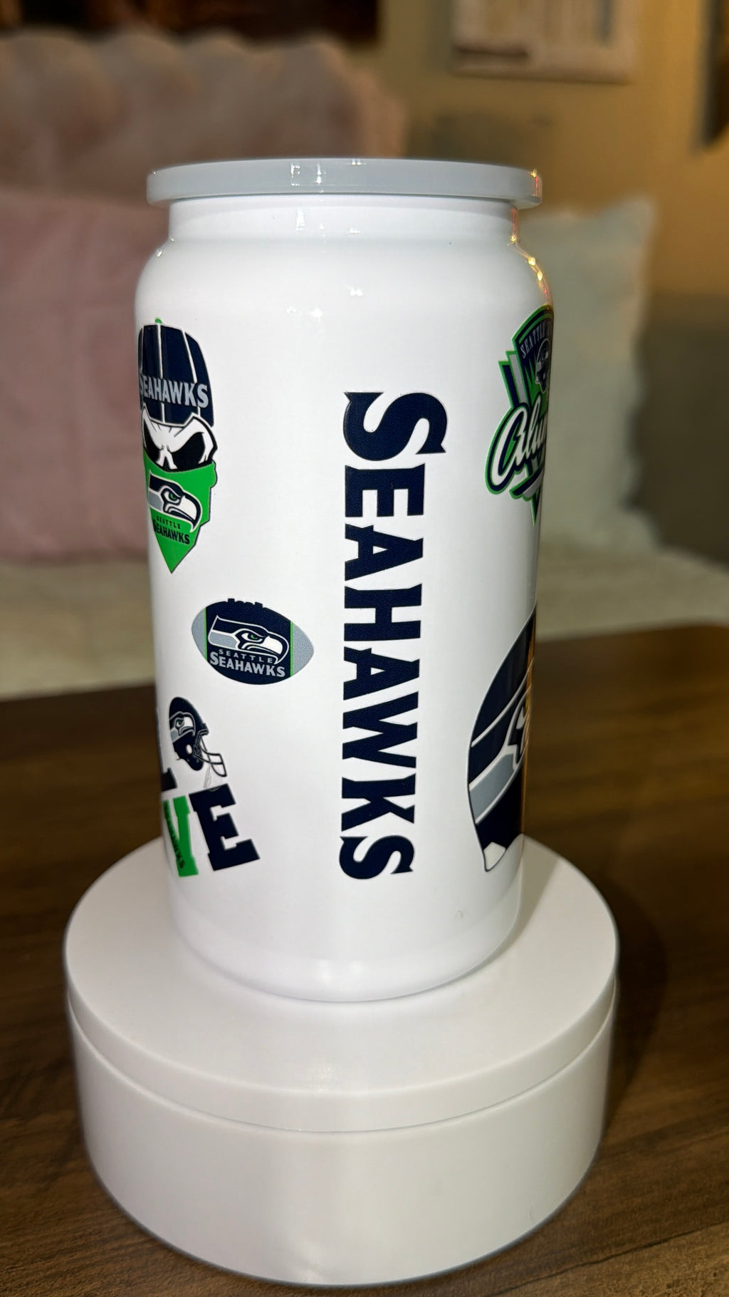 Football inspired stainless steel tumbler