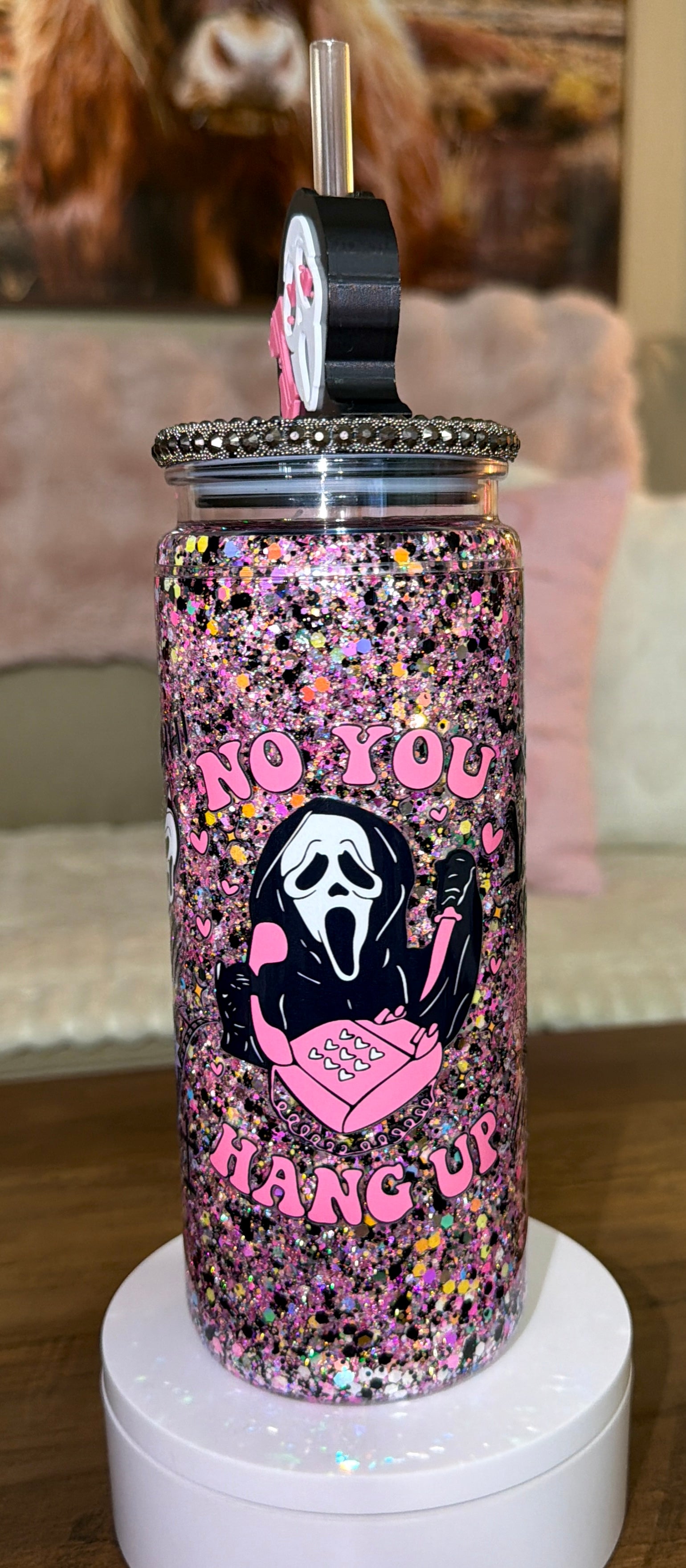 Pink Horror Movie Inspired Snowglobe