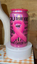 Pink Breast Cancer Awareness Tumbler – Survivor Strength Ribbon Cup – Inspirational Support Gift