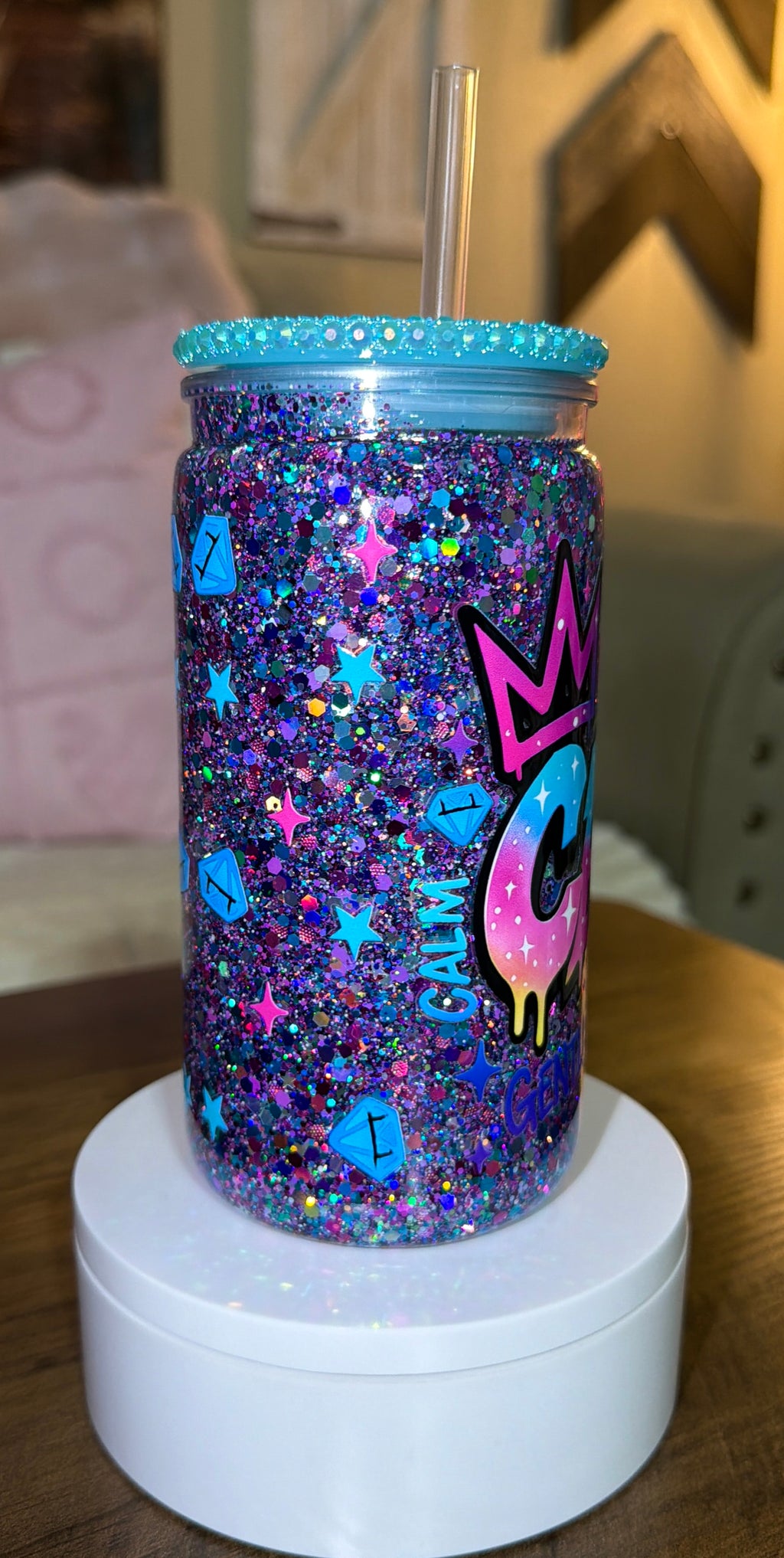 Cancer-Inspired Glitter Tumbler with Bling Lid