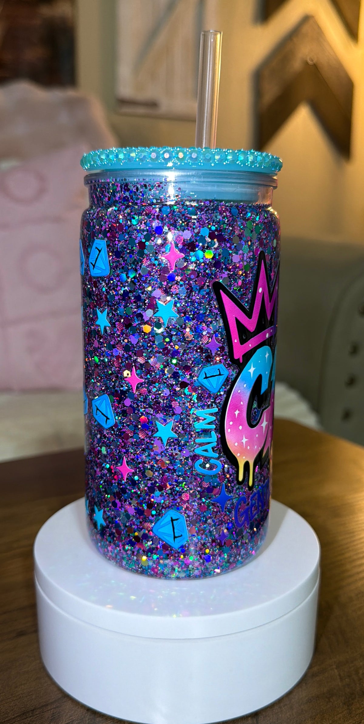 Cancer-Inspired Glitter Tumbler with Bling Lid