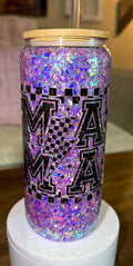 ✨ Retro Glitter Mama Glass Can Tumbler ✨