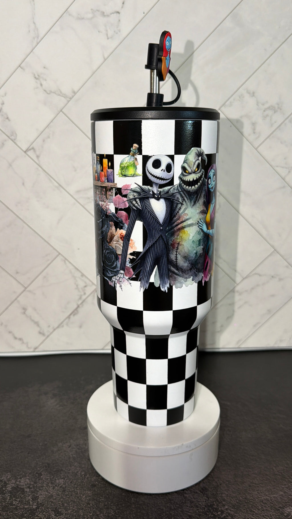 Spooky Checkered Chic Tumbler