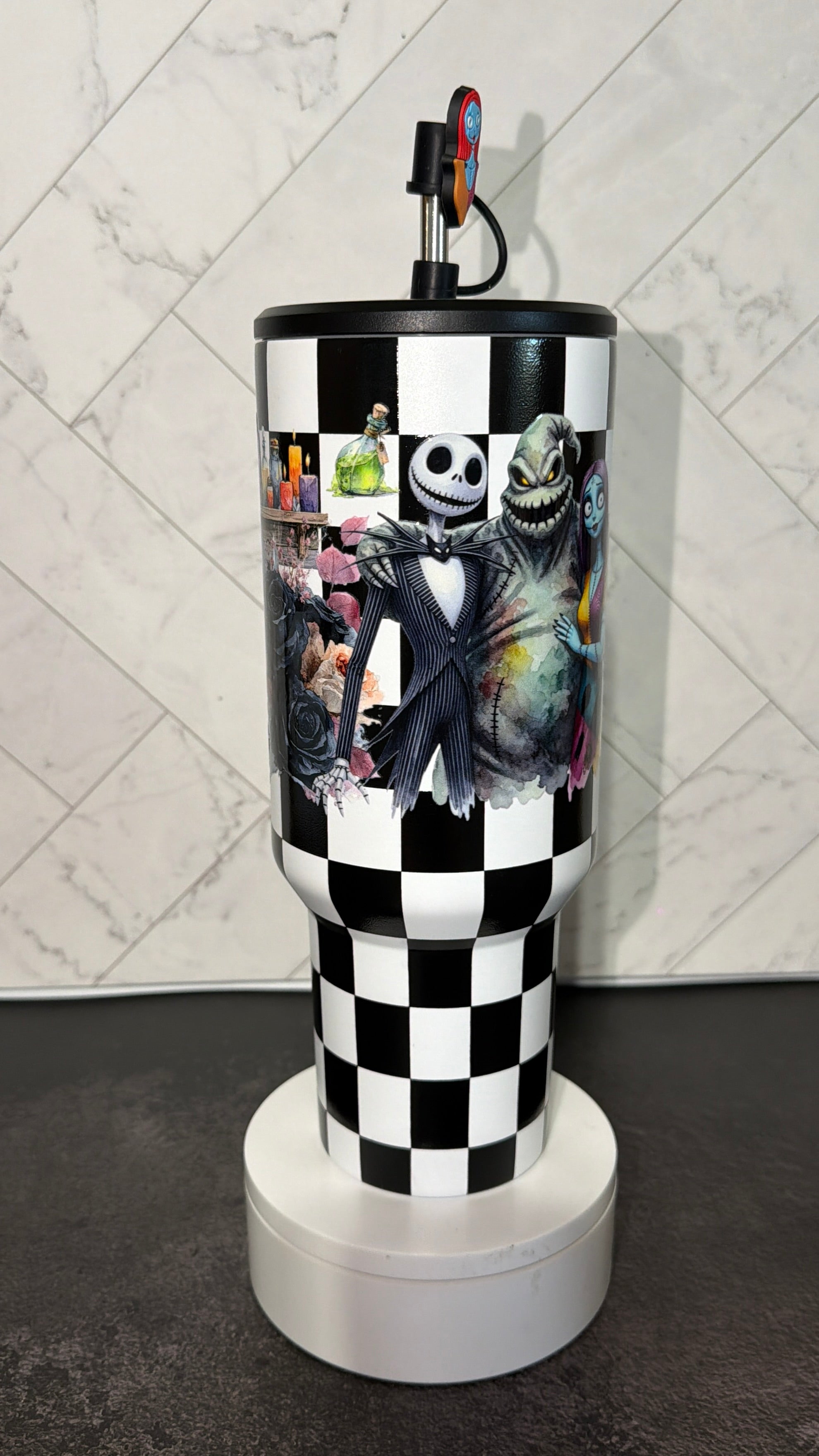 Spooky Checkered Chic Tumbler