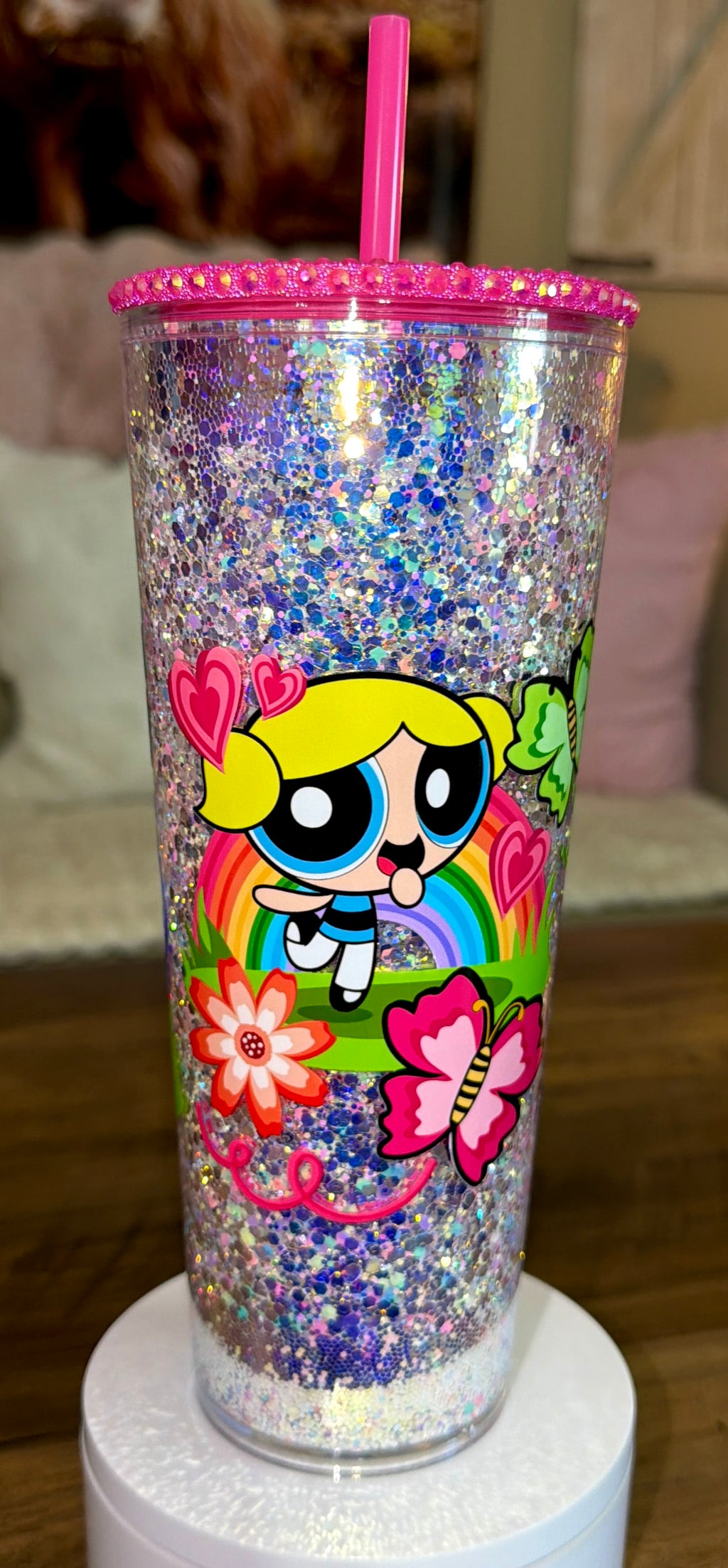 Girl power glitter Snowglobe cup