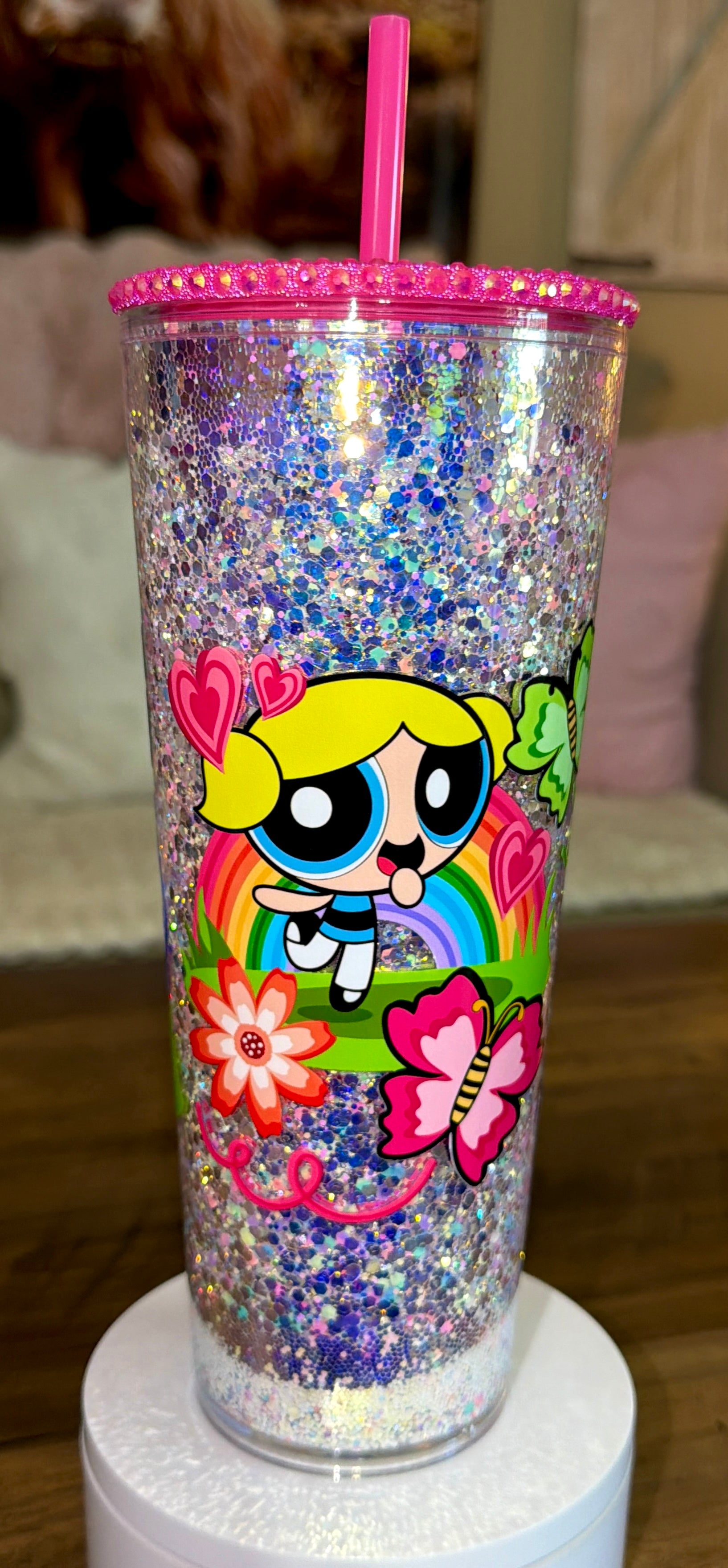 Girl power glitter Snowglobe cup
