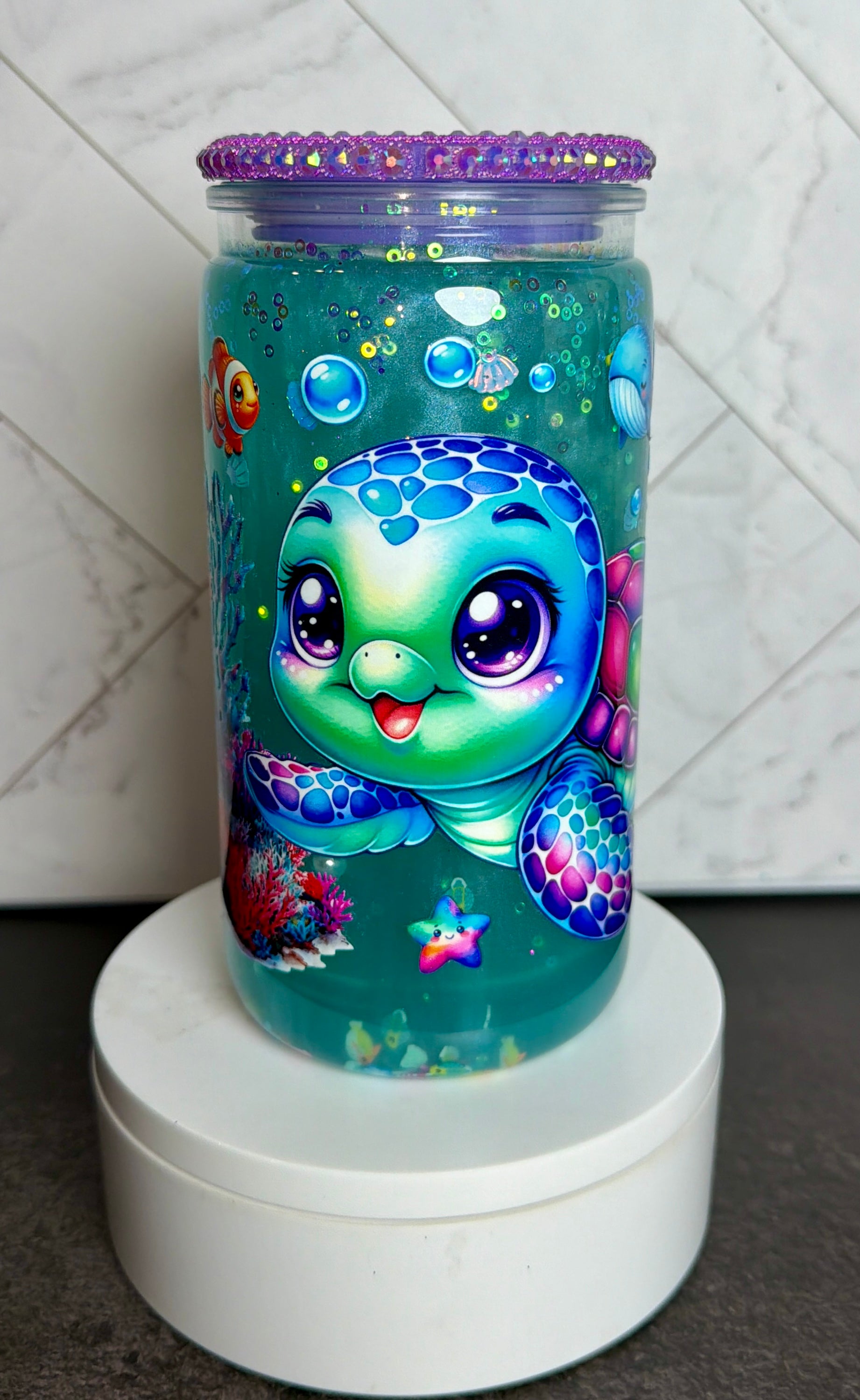 Turtle Ocean “waterfall” Snowglobe Cup