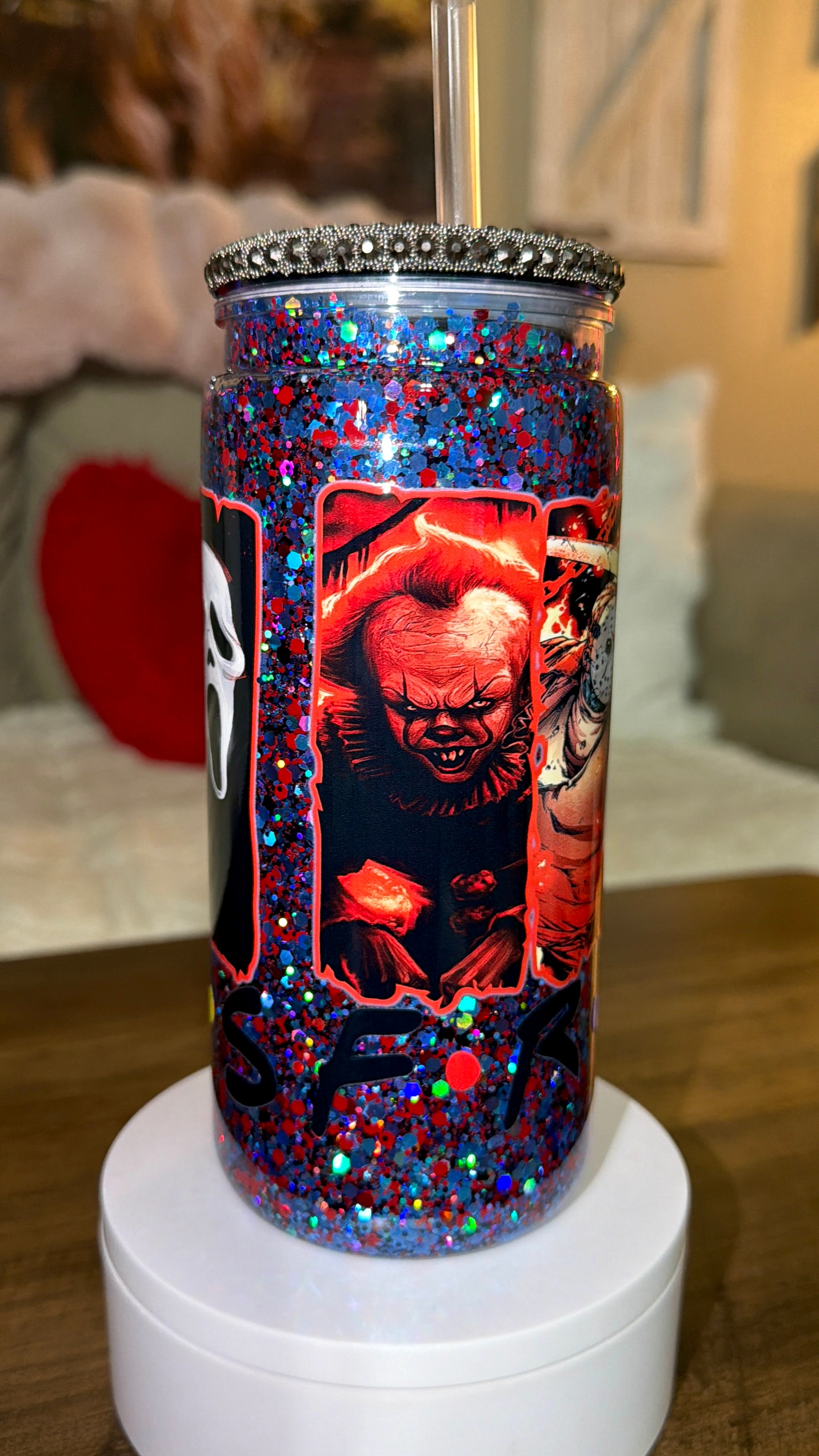 Custom horror Snowglobe tumbler