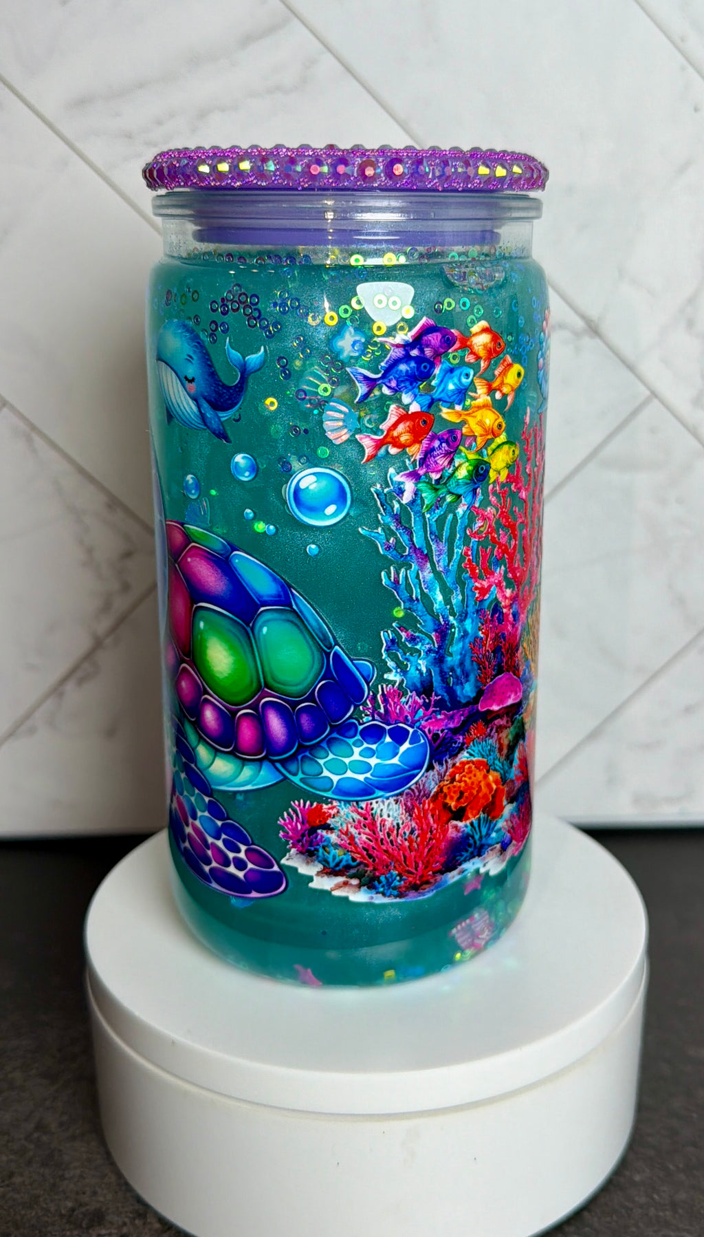 Turtle Ocean “waterfall” Snowglobe Cup
