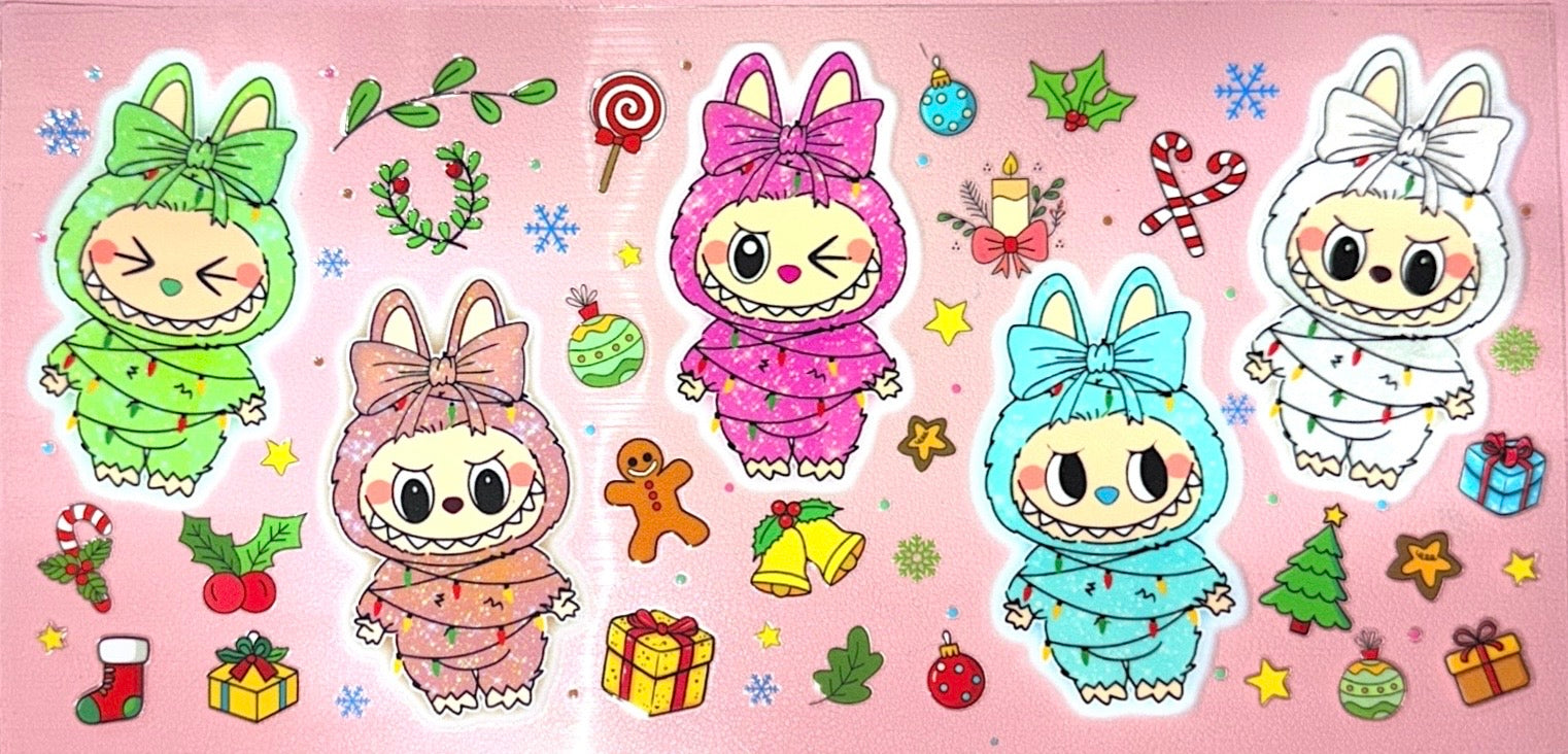 Colorful Holiday Friends UVDTF Cup Wrap