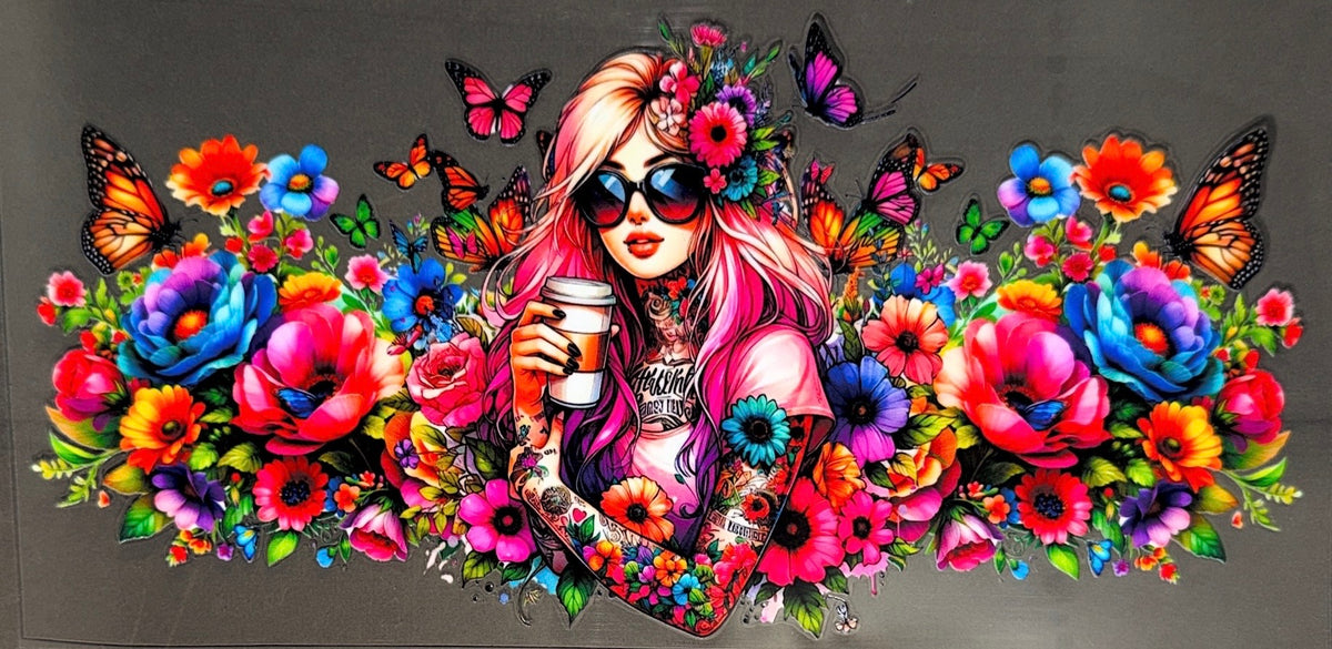 Vibrant floral UVDTF Cup Wrap
