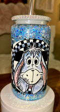 Checkered Blue Donkey Snowglobe cup
