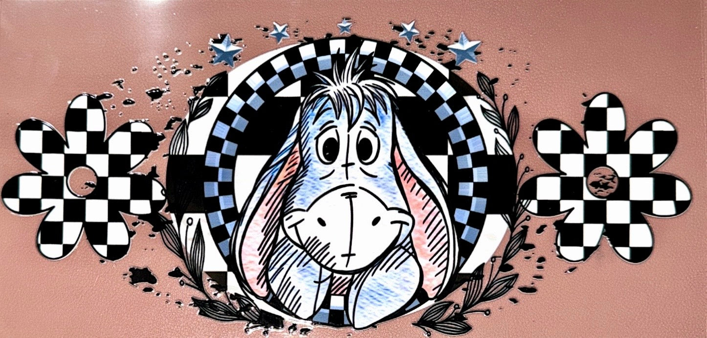 Checkered Blue Donkey UVDTF Cup Wrap