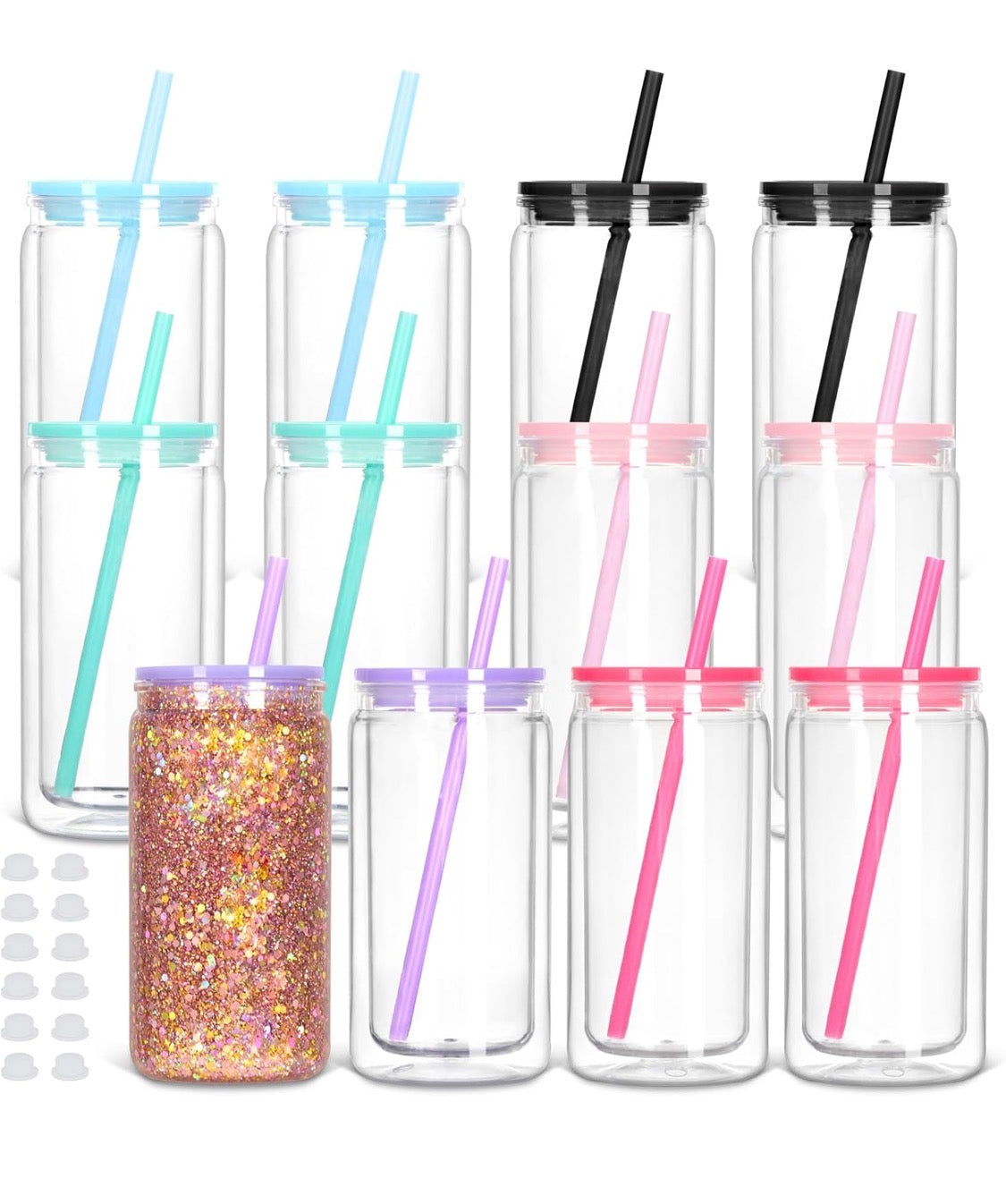 16oz Snowglobe cup with colored lid