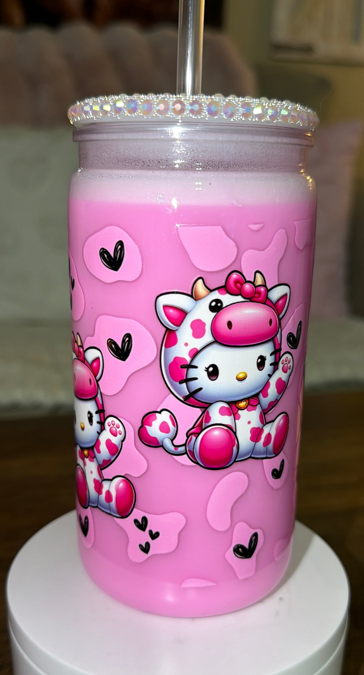 Strawberry milk inspired Snowglobe cup