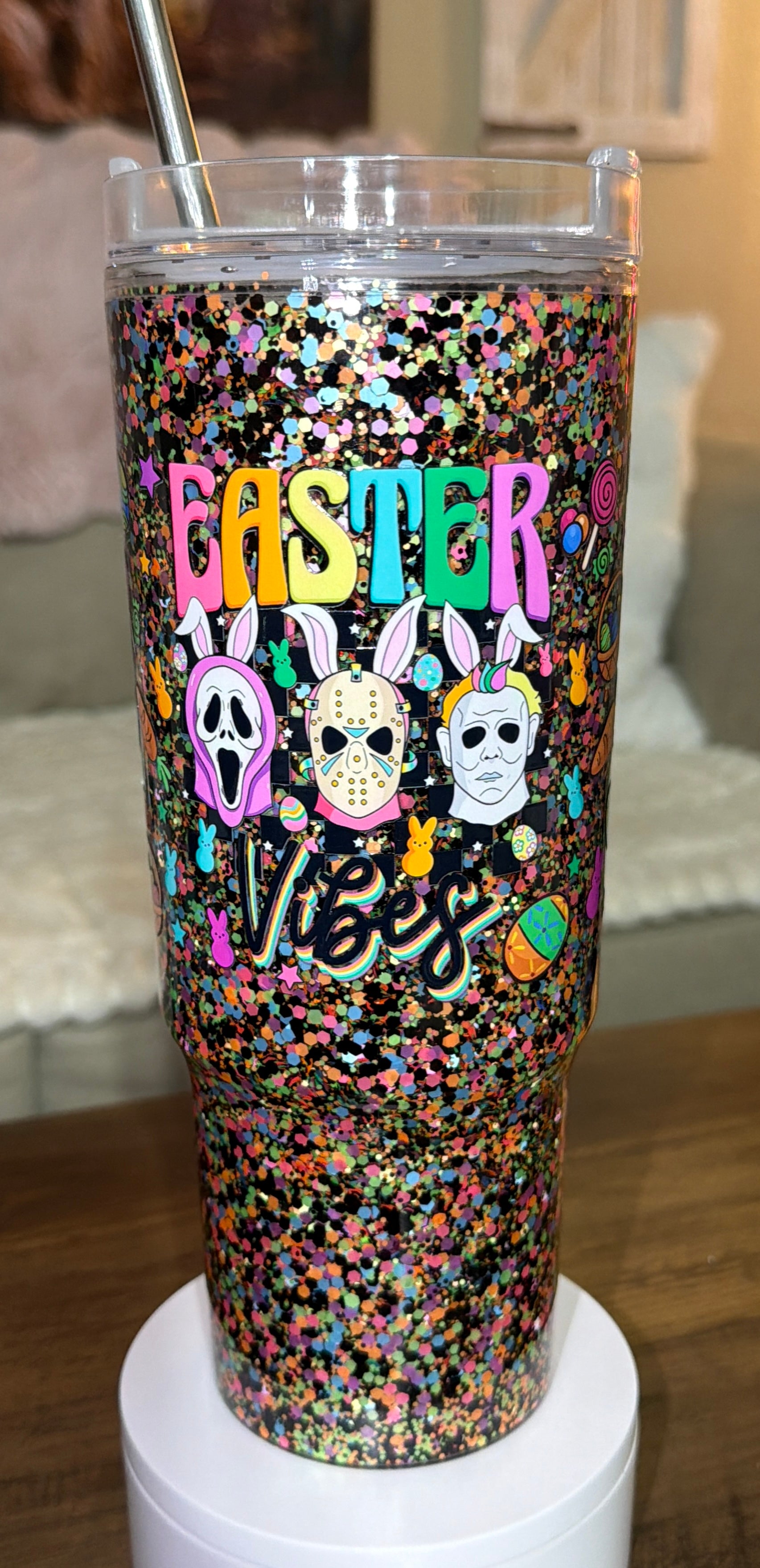 Easter Vibes Horror-Inspired Glitter Snowglobe
