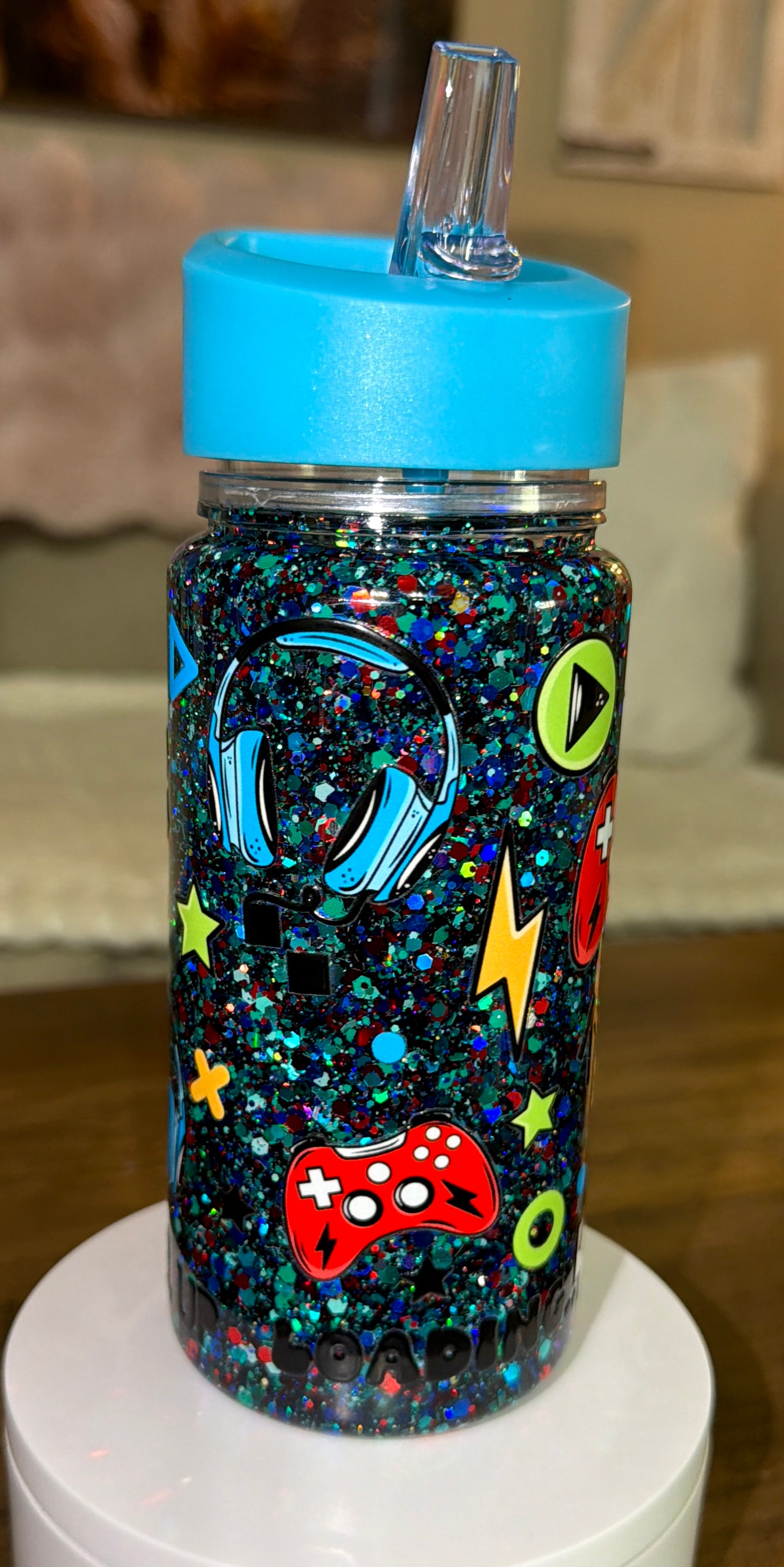 Gaming Glitter Kids Water Bottle
