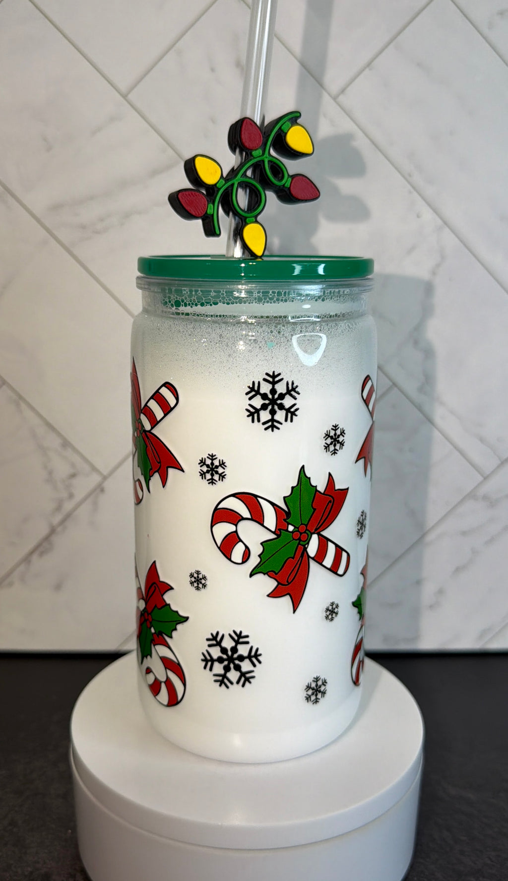 Candy Cane Christmas Milk Snowglobe Cup