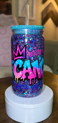 Cancer-Inspired Glitter Tumbler with Bling Lid