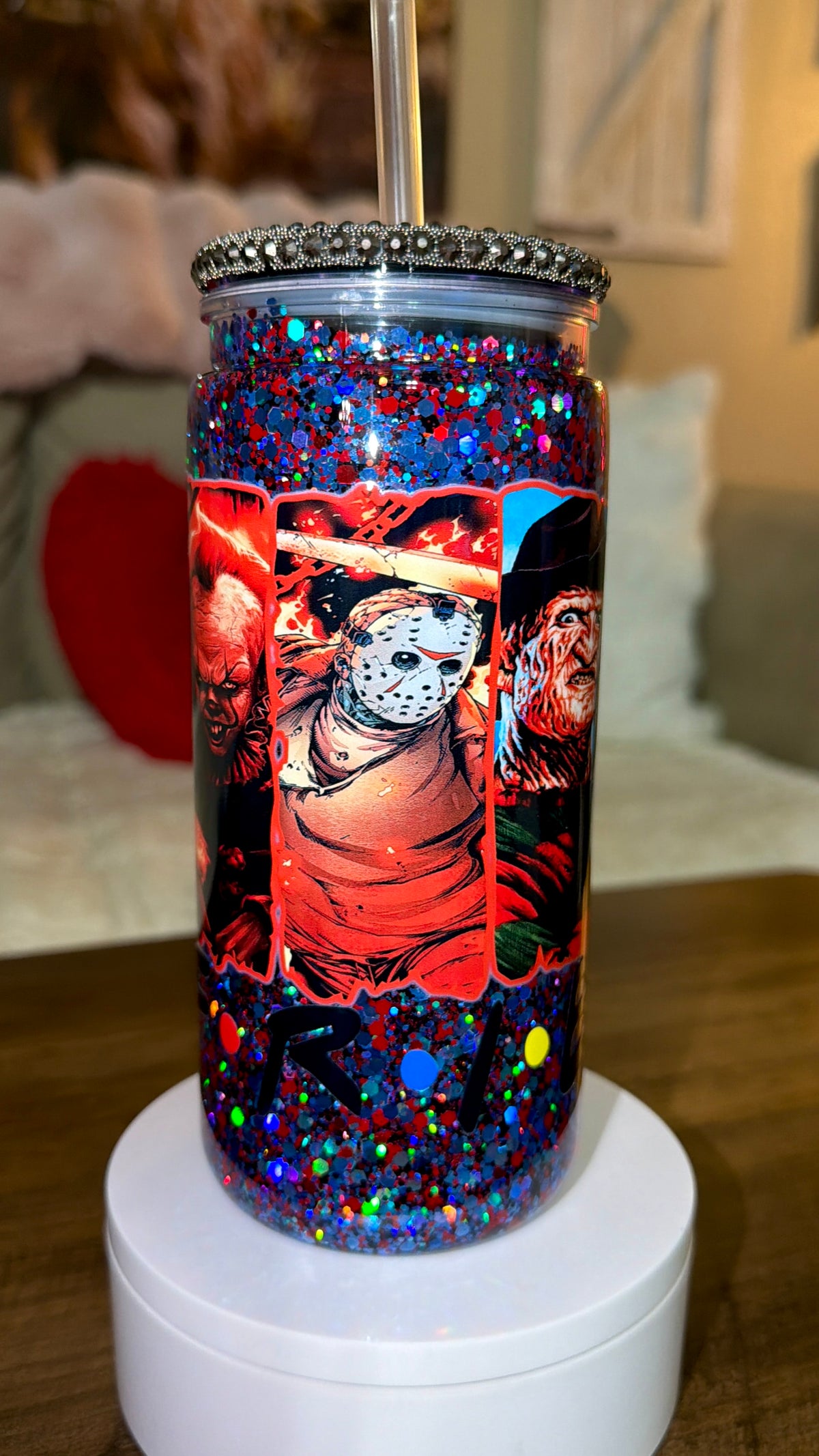 Custom horror Snowglobe tumbler