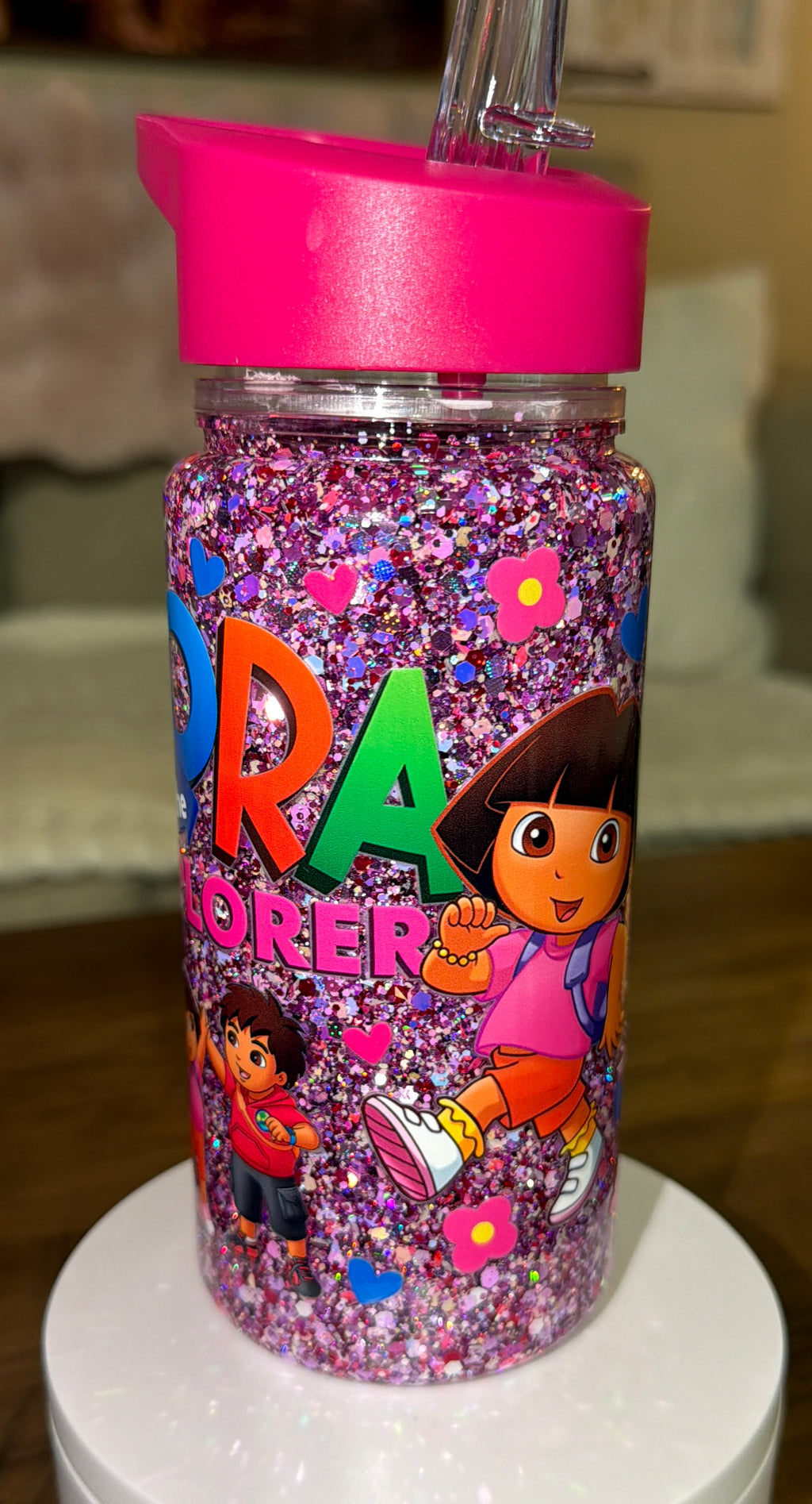Adventure Explorer Inspired Glitter Kids Water Bottle