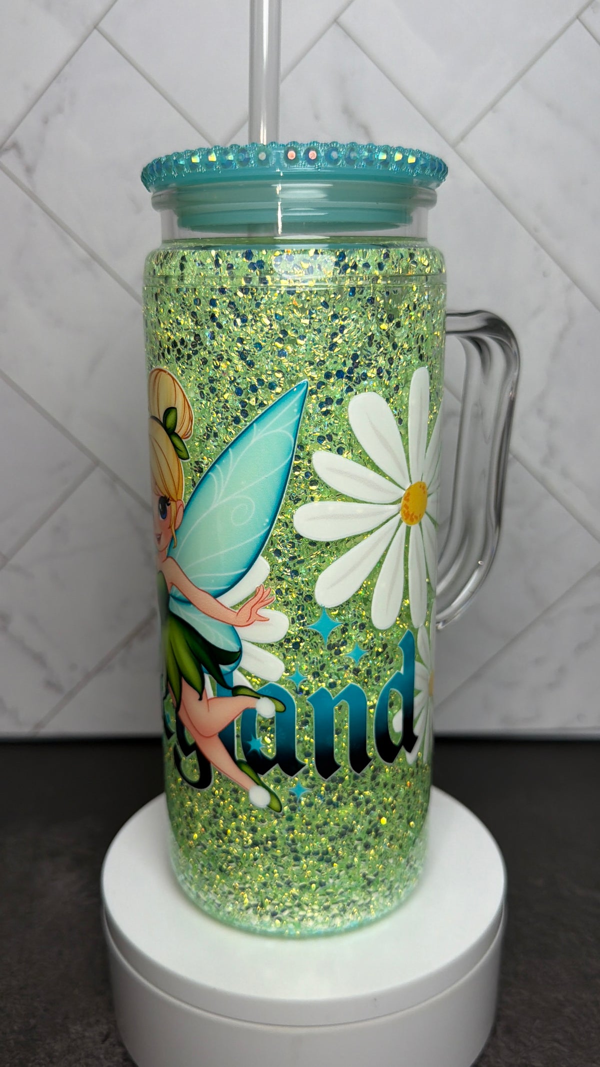 Green Fairy Inspired Snowglobe Tumbler