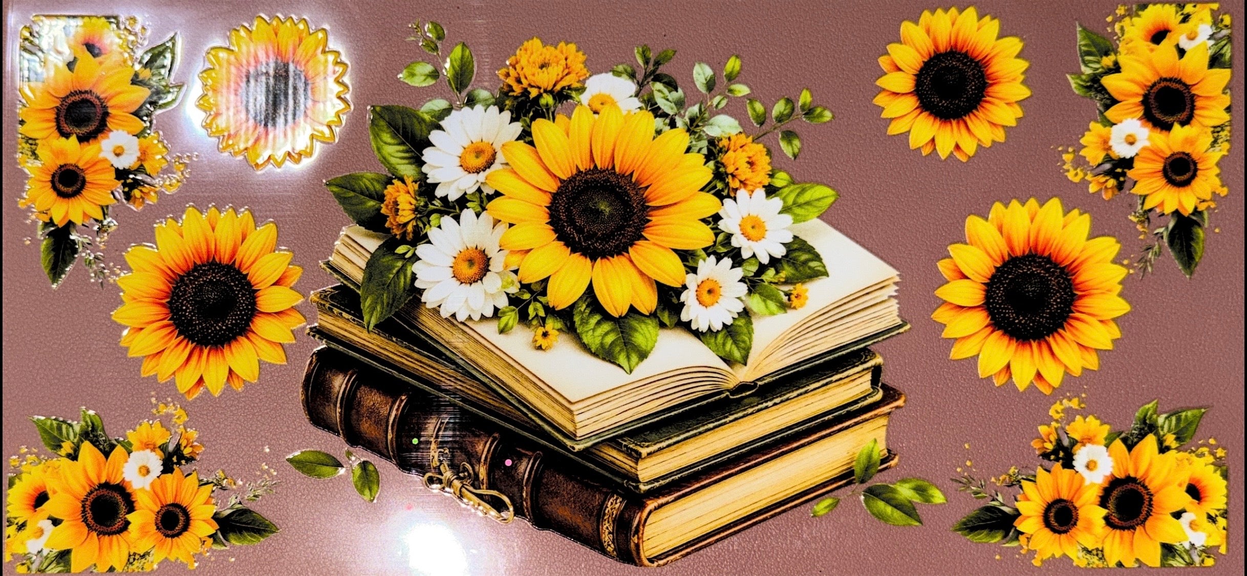 Flowers and Books UVDTF Cup Wrap