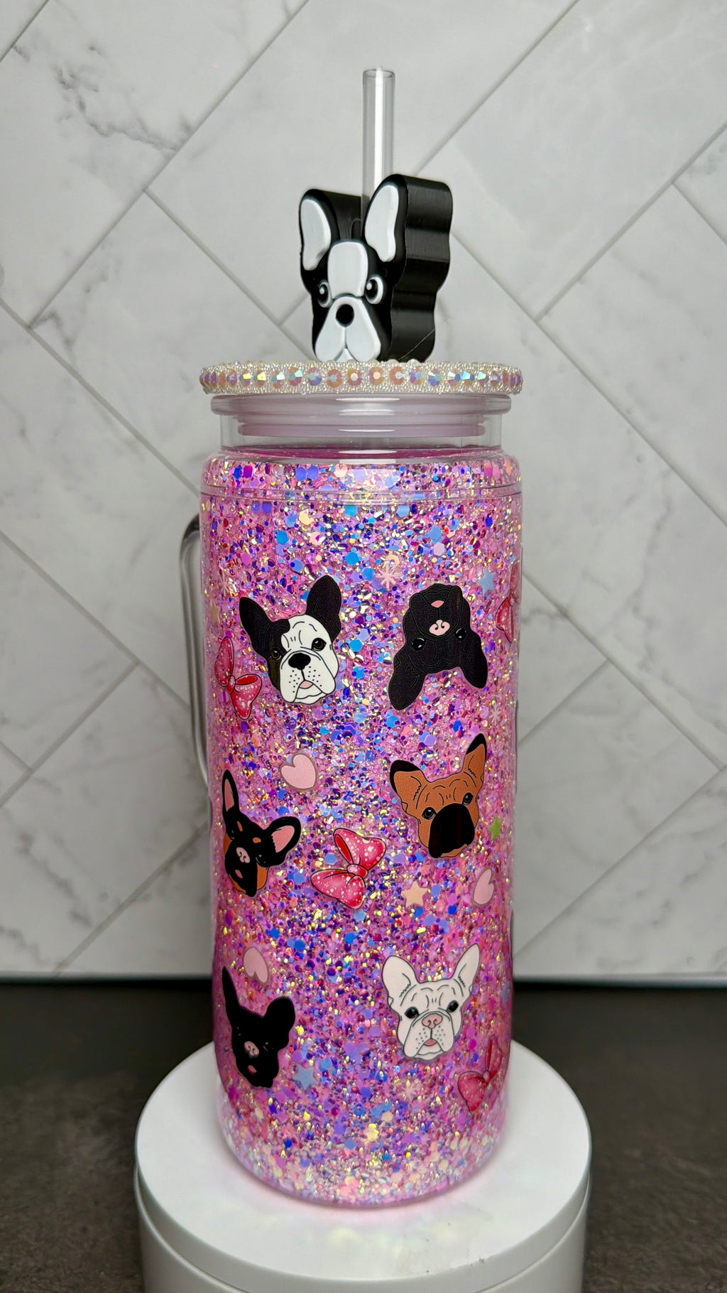 Frenchie Snowglobe Cup