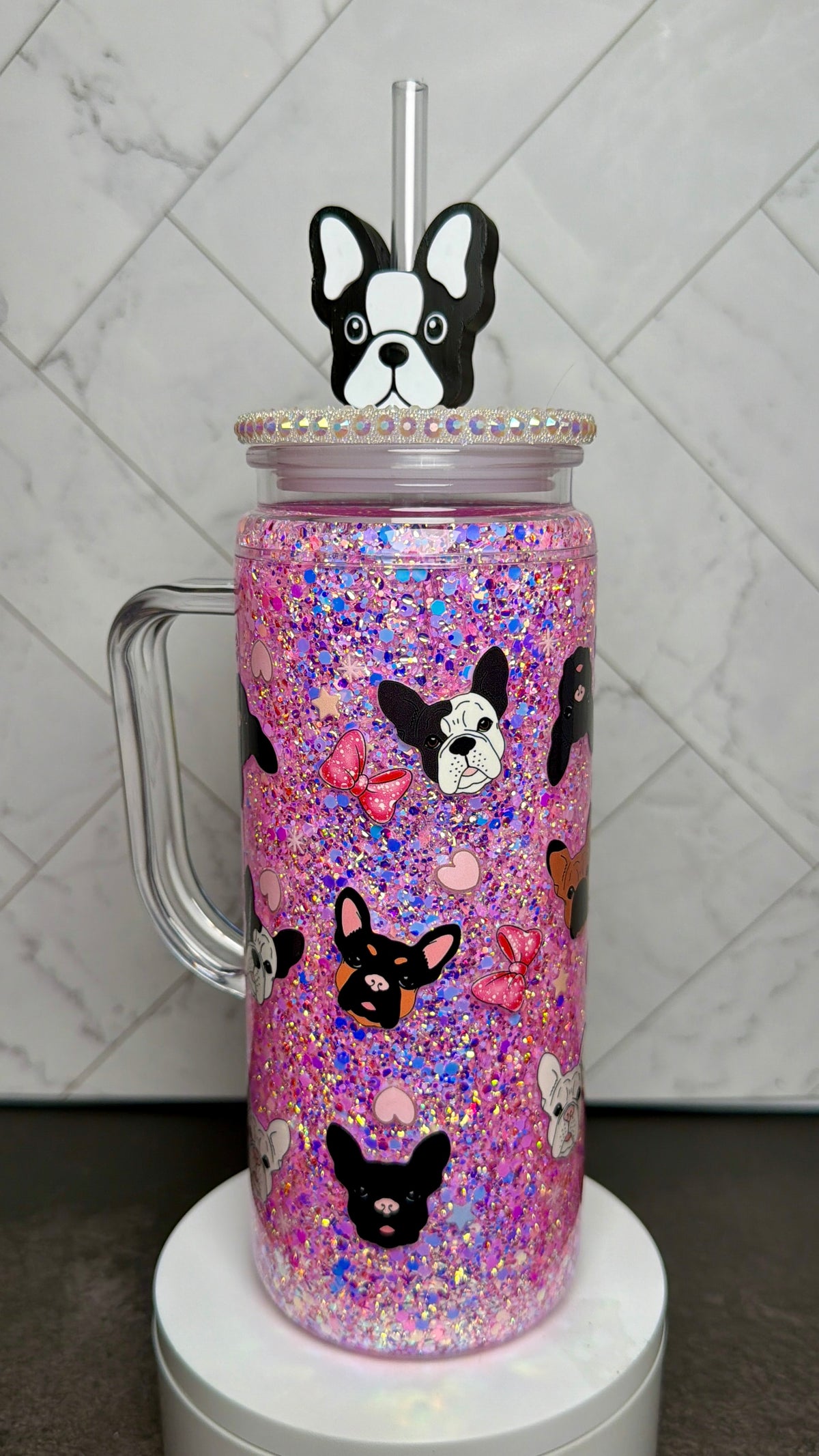 Frenchie Snowglobe Cup