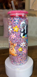 Woodland Character Inspired Pink Glitter Snowglobe cup