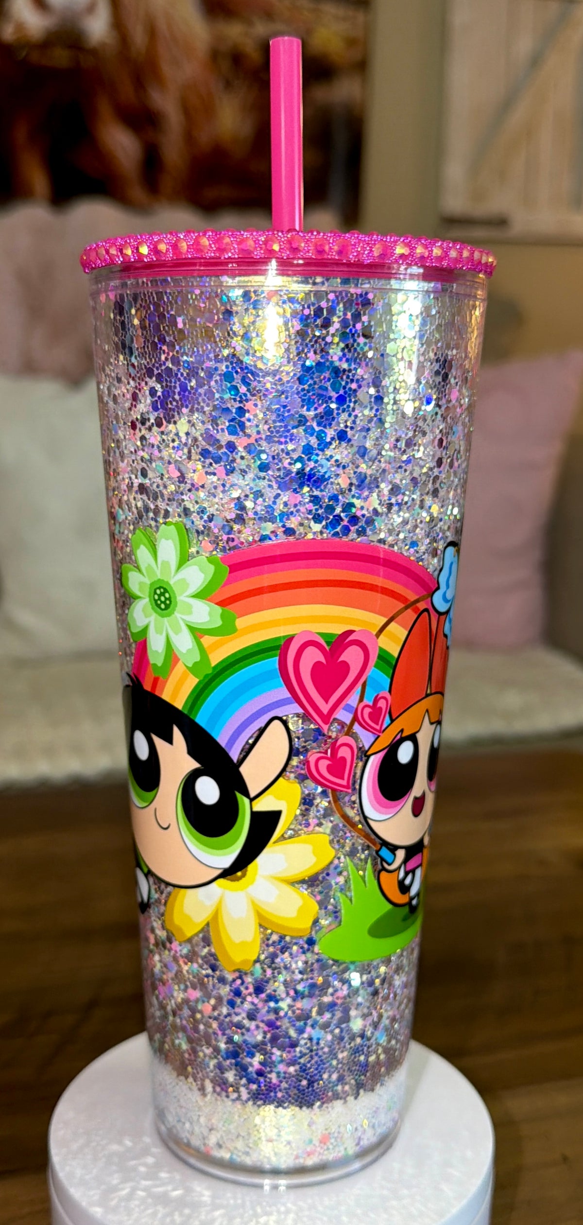 Girl power glitter Snowglobe cup