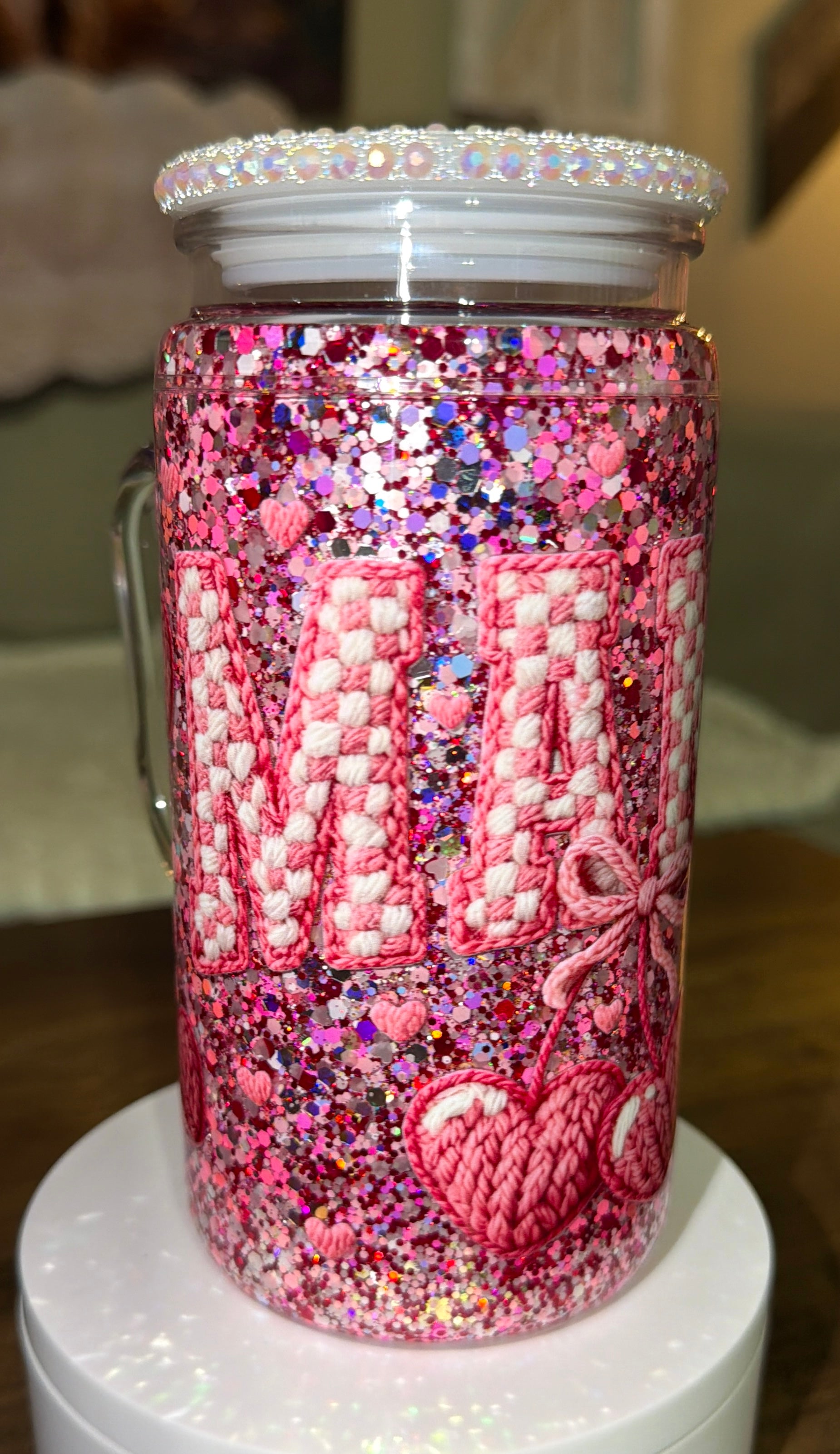 Personalized Mama Glitter Snowglobe Cup