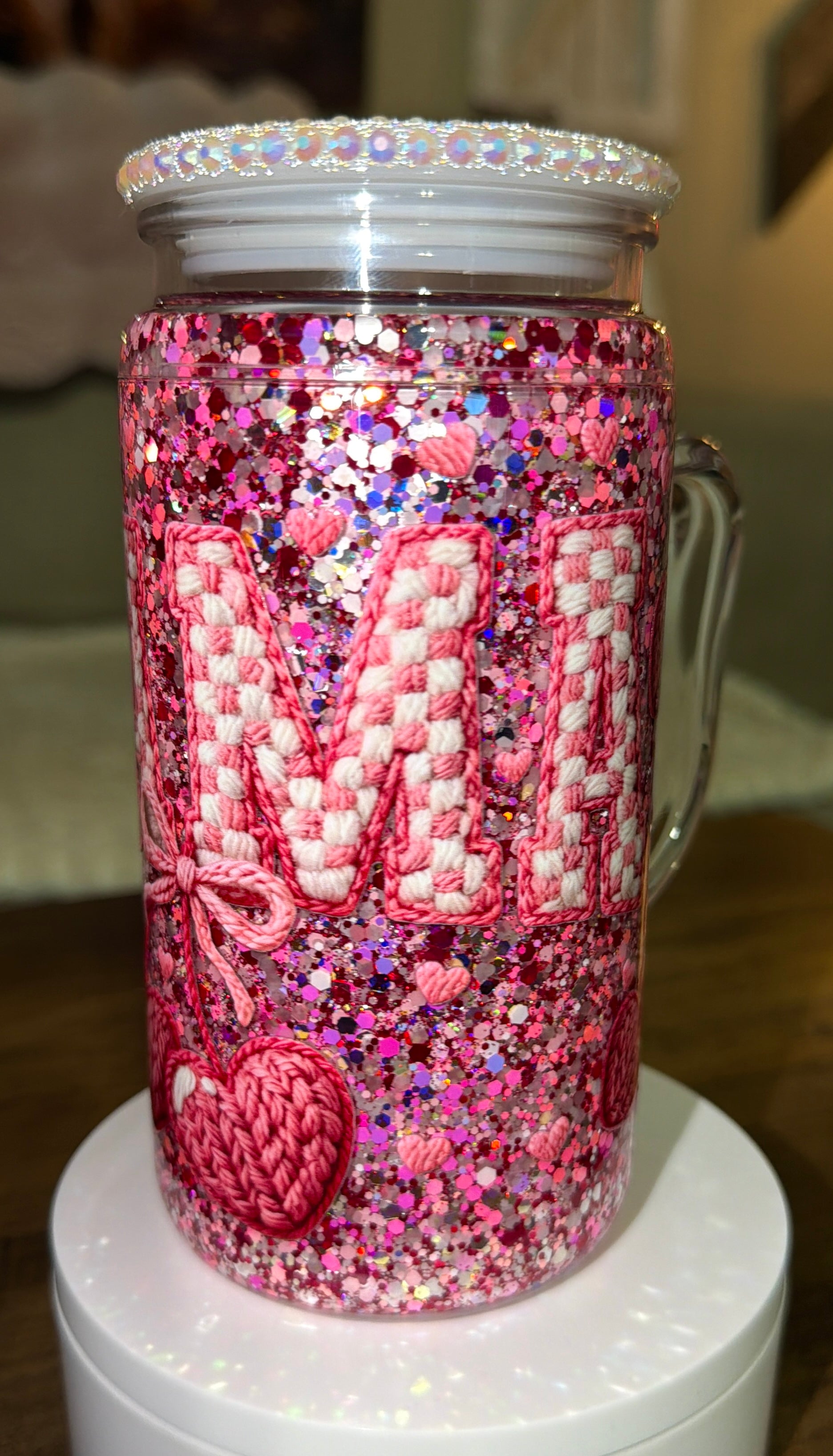 Personalized Mama Glitter Snowglobe Cup