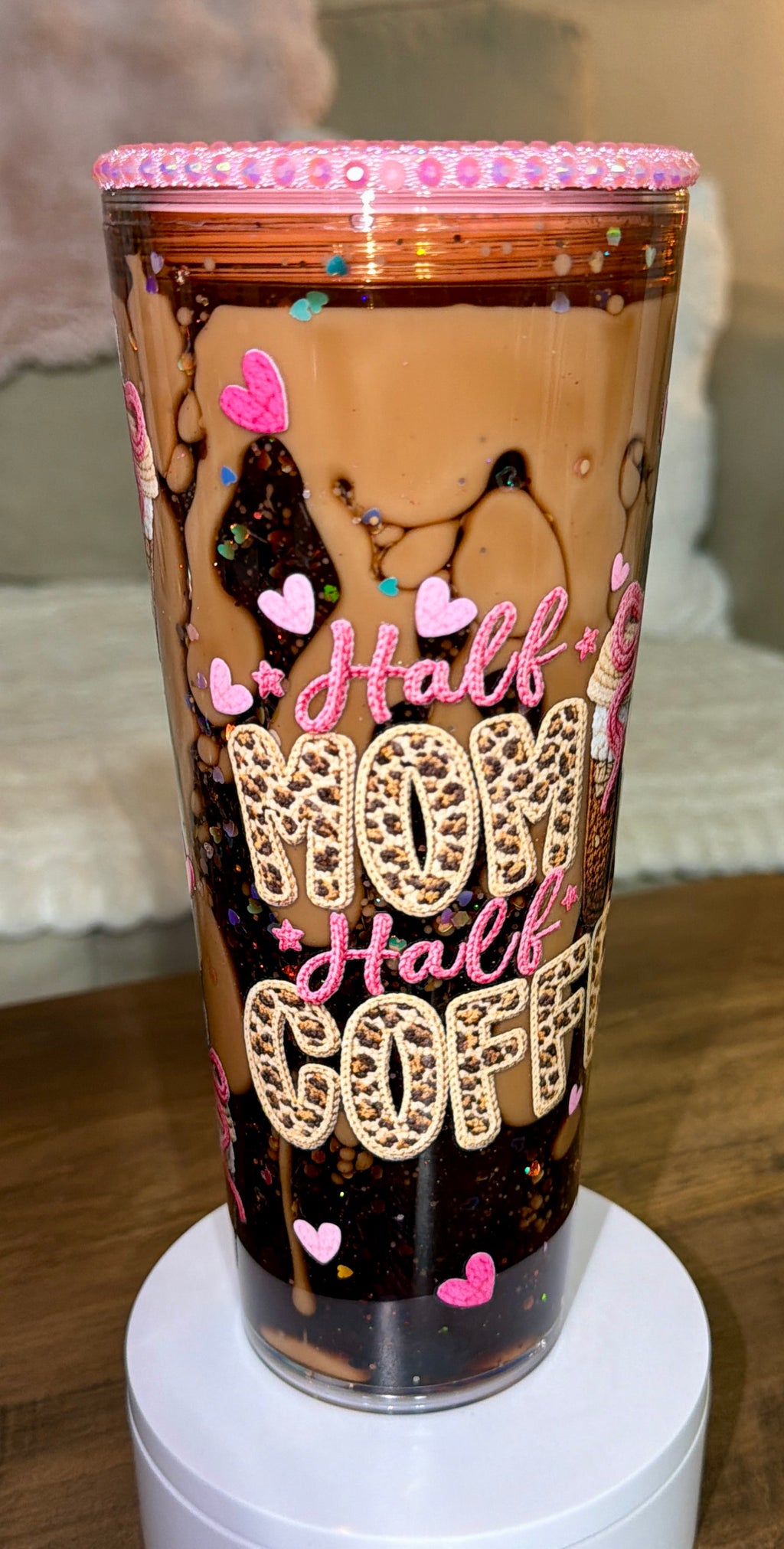 Half Mom Half Coffee Snowglobe Tumbler