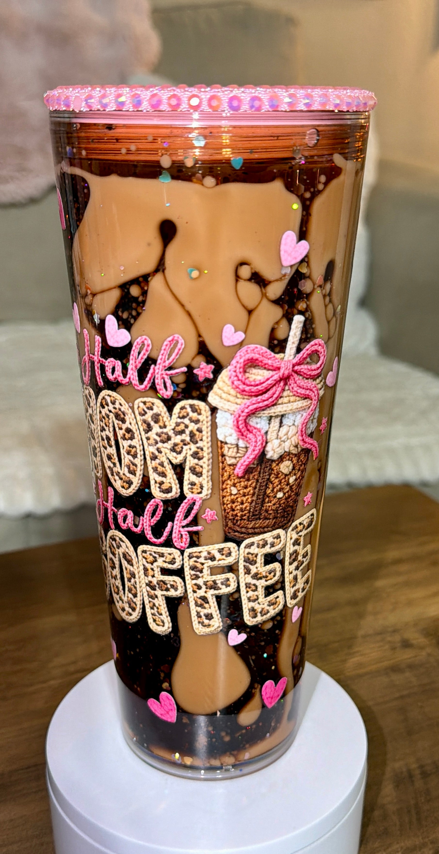 Half Mom Half Coffee Snowglobe Tumbler