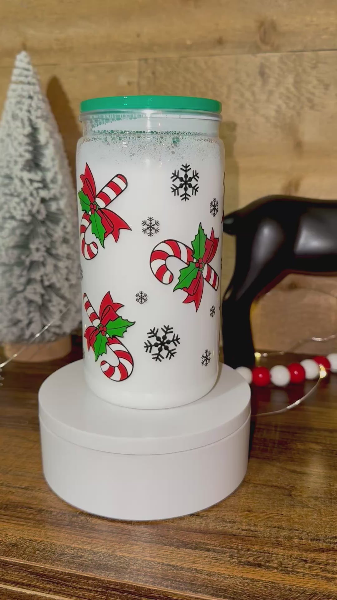Candy Cane Christmas Cup • Holiday Snow Globe Tumbler