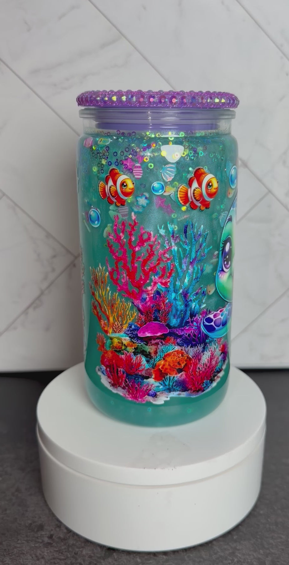 Turtle Ocean “waterfall” Snowglobe Cup