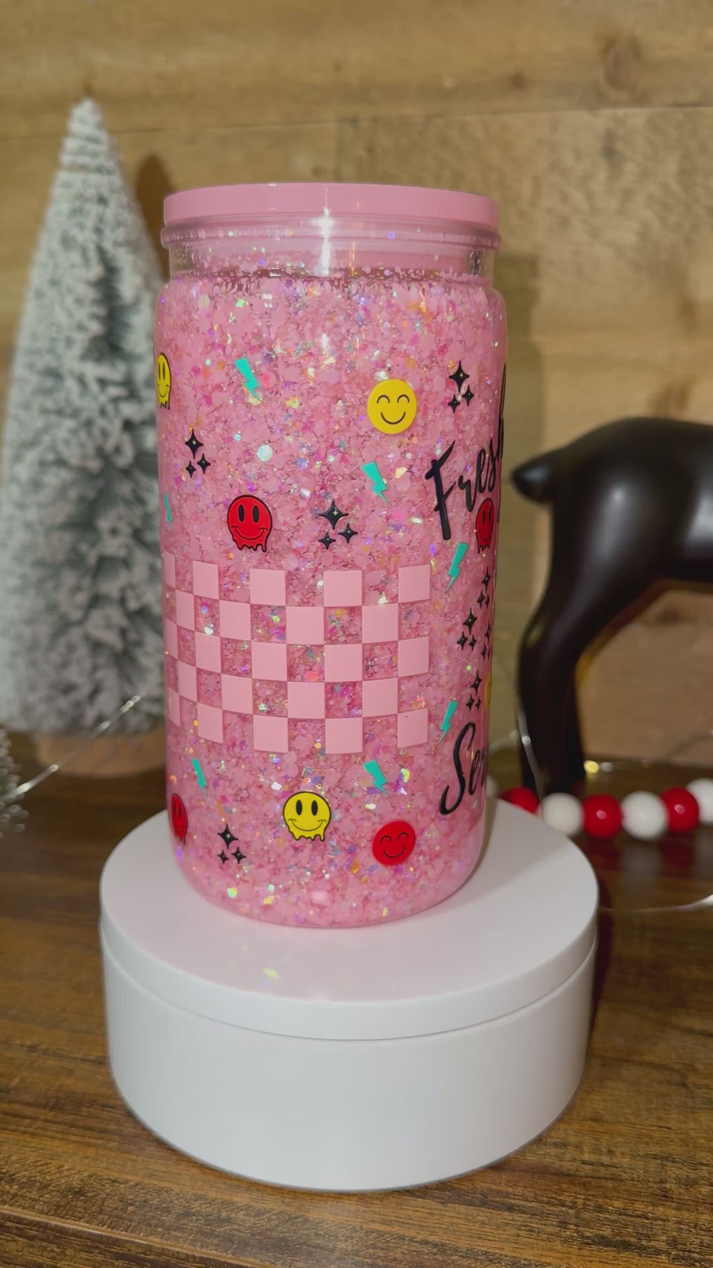 Pink Glitter “Fresh Sarcasm Served Daily” Snowglobe Cup