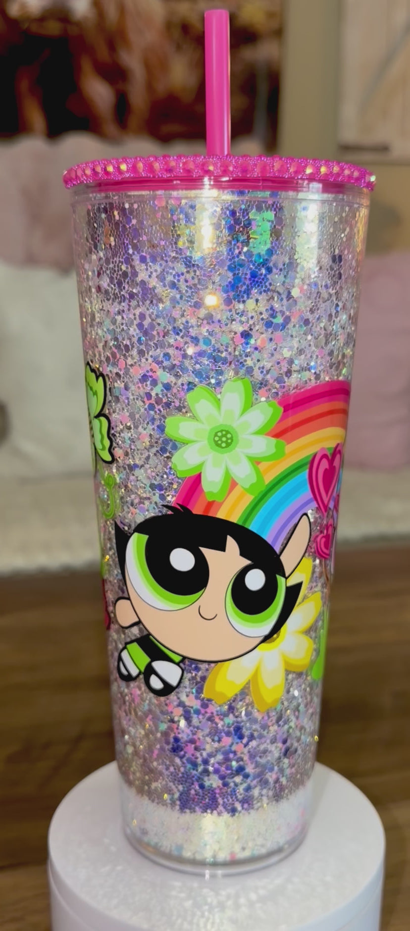 Girl power glitter Snowglobe cup