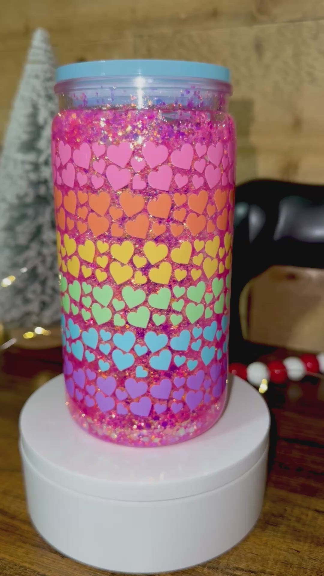 Rainbow Heart Snowglobe Cup